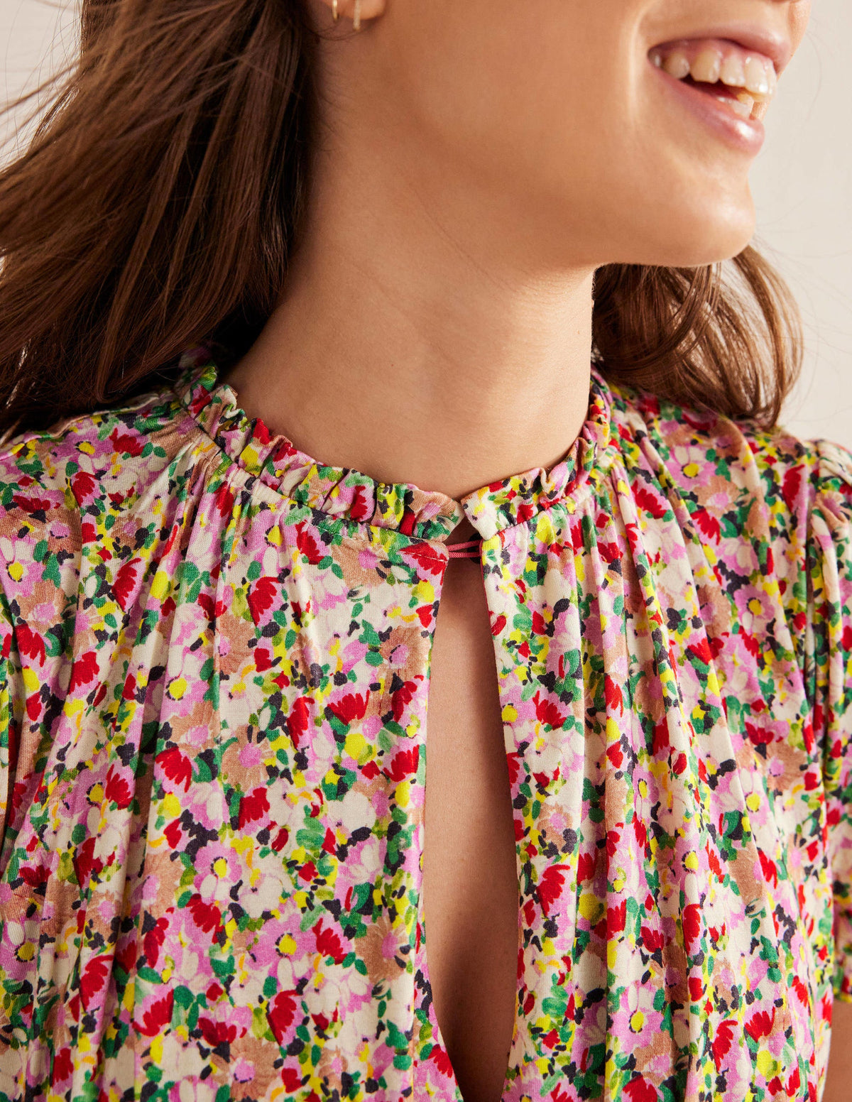 Rosanna Midi-Teekleid aus Jersey-Bunt, Gemaltes Blumenmuster - Image 2
