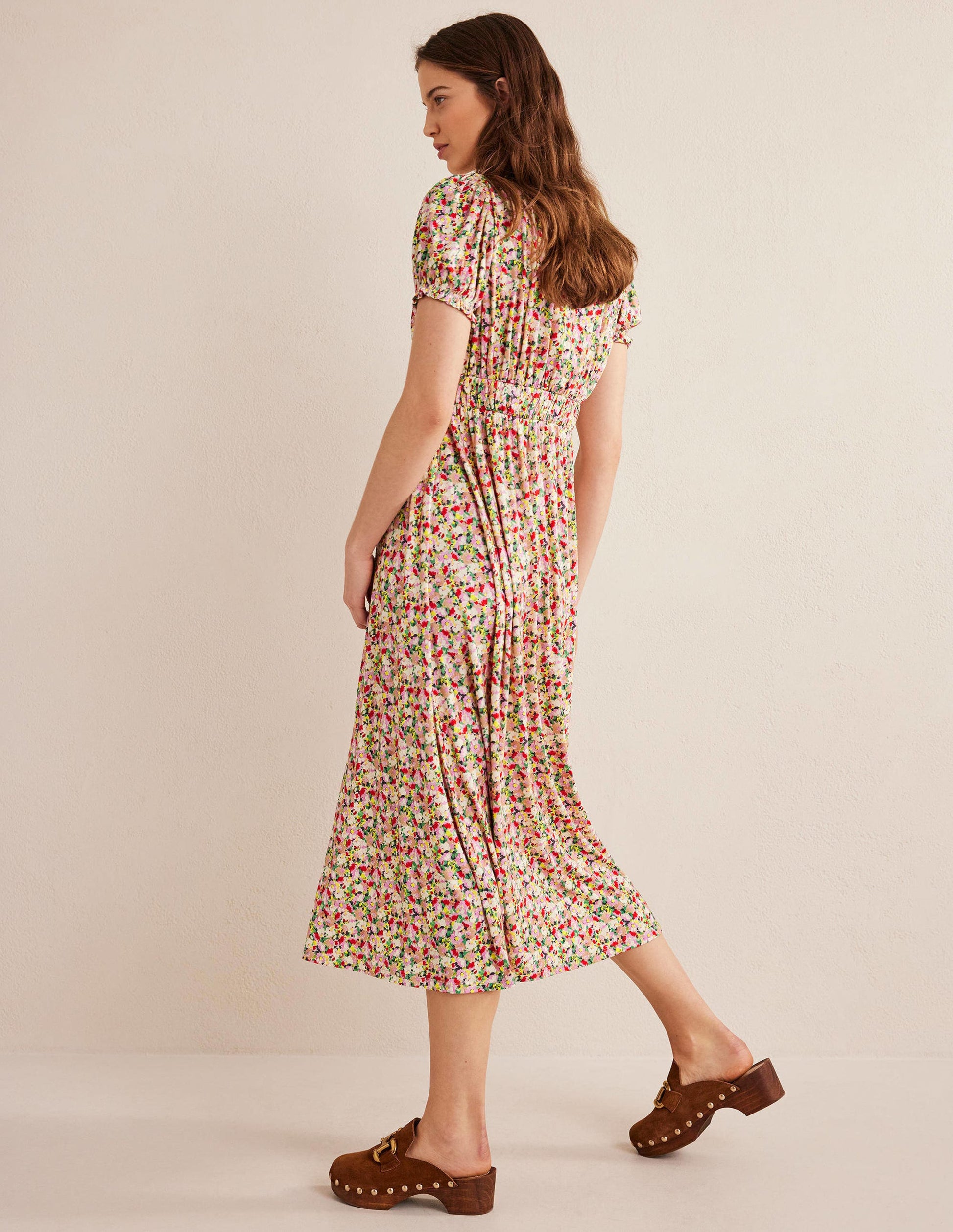 Rosanna Midi-Teekleid aus Jersey-Bunt, Gemaltes Blumenmuster-3