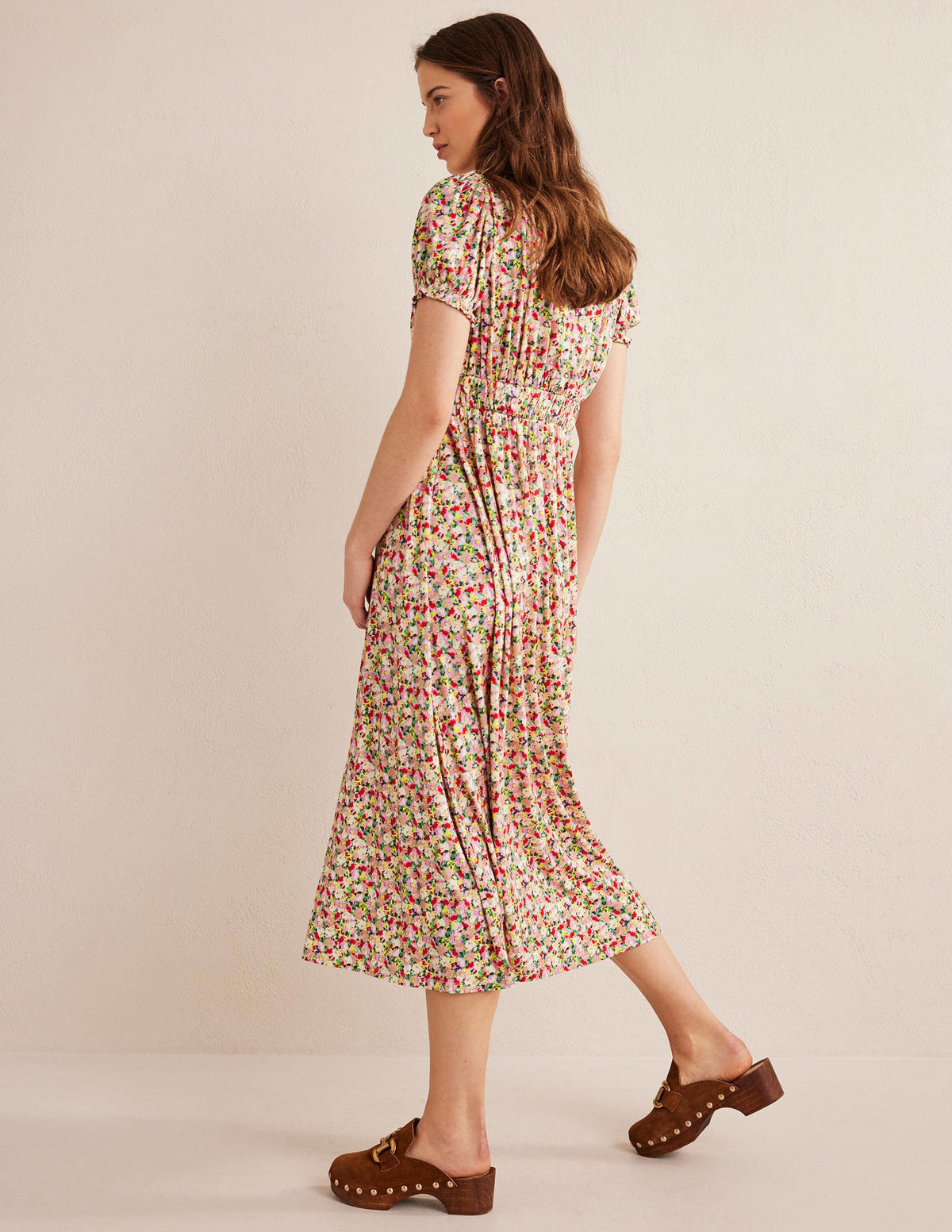 Rosanna Midi-Teekleid aus Jersey-Bunt, Gemaltes Blumenmuster - Image 3