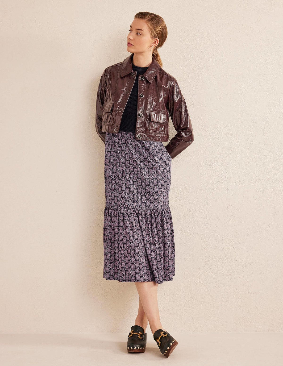 Emma Gestuftes Jersey-Midikleid-Französisches Marineblau, Paisley-Herzen-4
