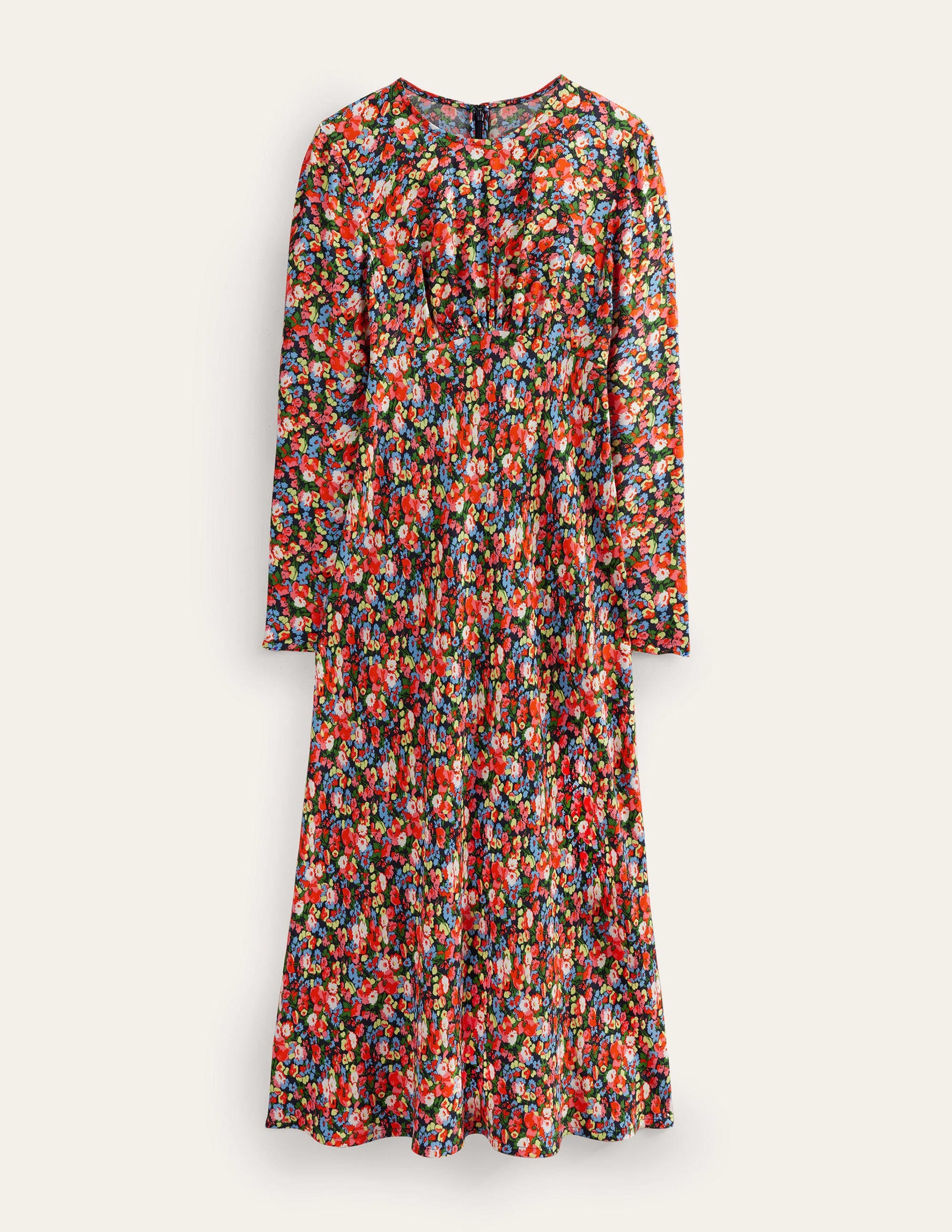 Robe midi style 40s à col rond-Multi, motif Peony Pop - Image 5