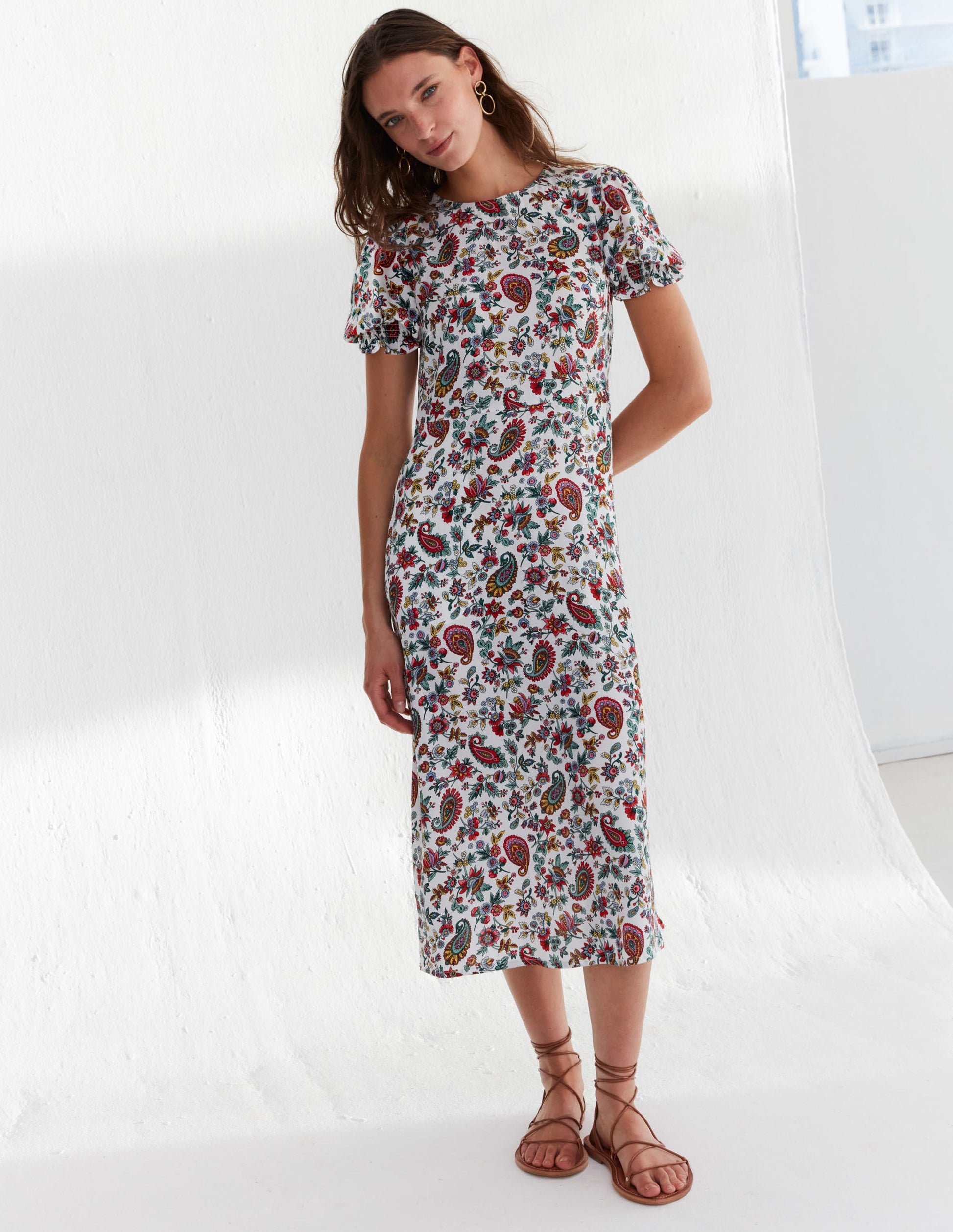 Robe midi style 40s Corinne-Multi, motif Dandelion Paisley-5