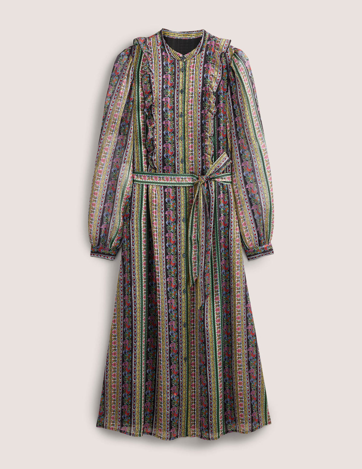 Metallic-Midikleid mit Rüschen-Bunt, Nelkenblüten - Image 7