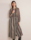 Metallic-Midikleid mit Rüschen-Bunt, Nelkenblüten
