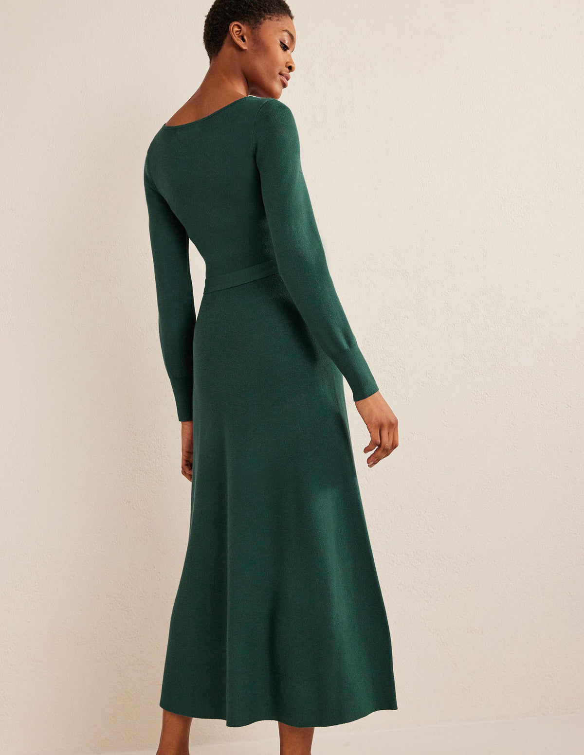 Midikleid mit Herzausschnitt-Dunkles Smaragdgrün - Image 3