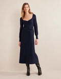 Midikleid mit Herzausschnitt-Marineblau