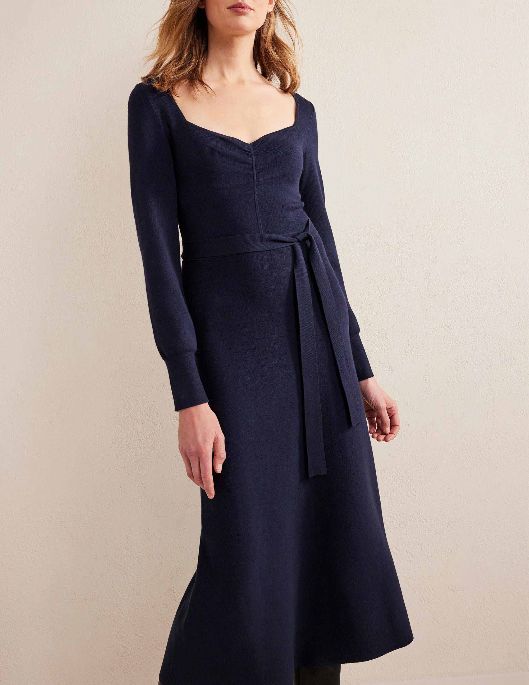 Midikleid mit Herzausschnitt-Marineblau - Image 4