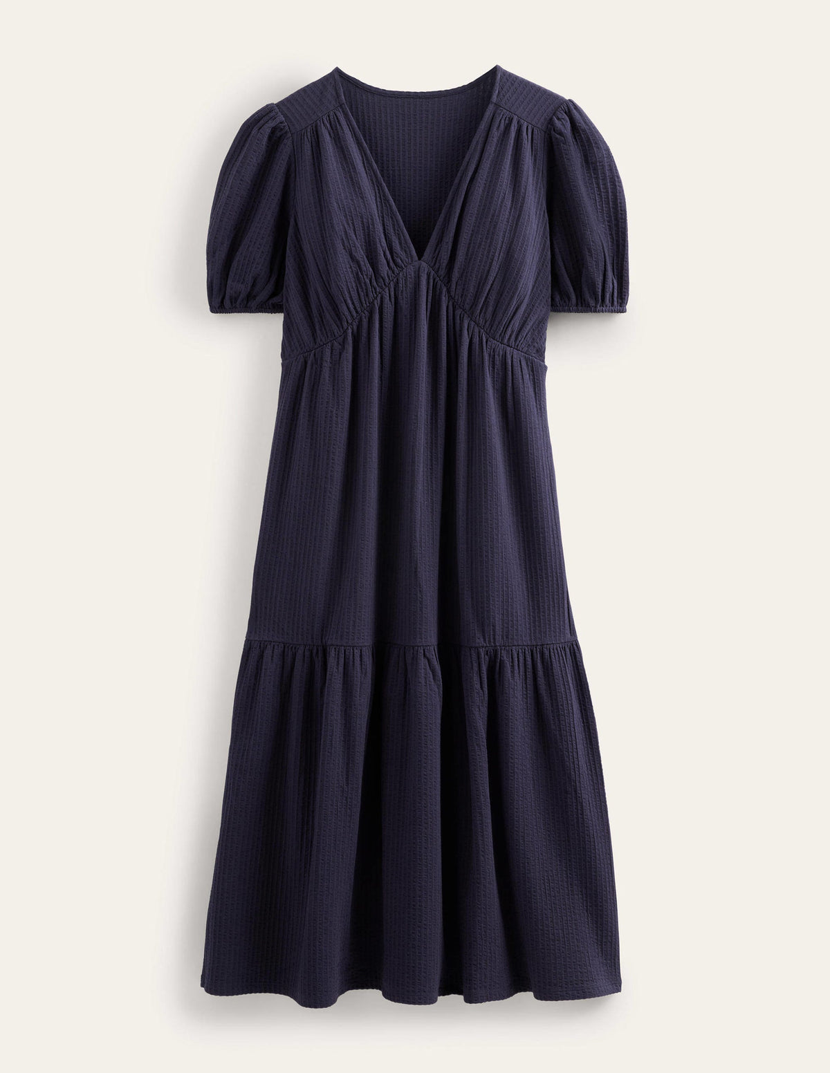 Midikleid aus Jersey-Seersucker-Marineblau-5