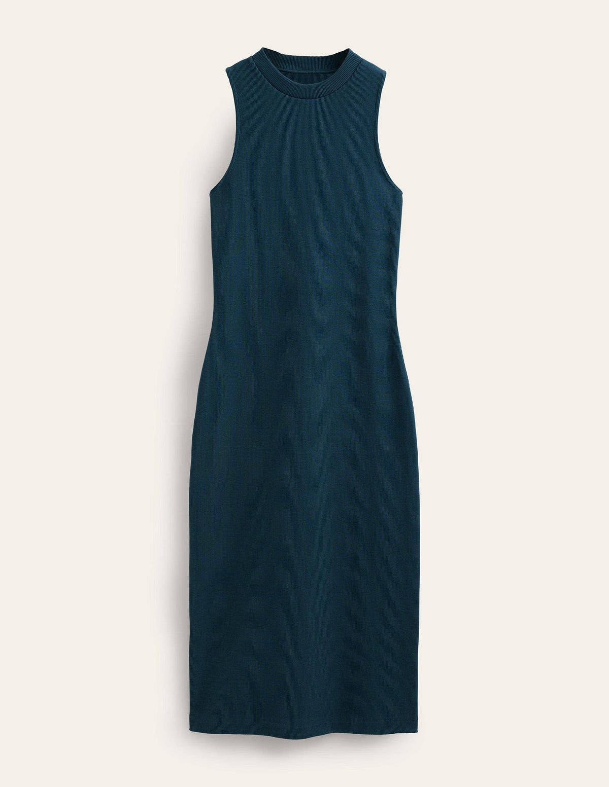 Rippstrick-Midikleid aus Jersey mit Racer-Ausschnitt-Tintenblau - Image 5