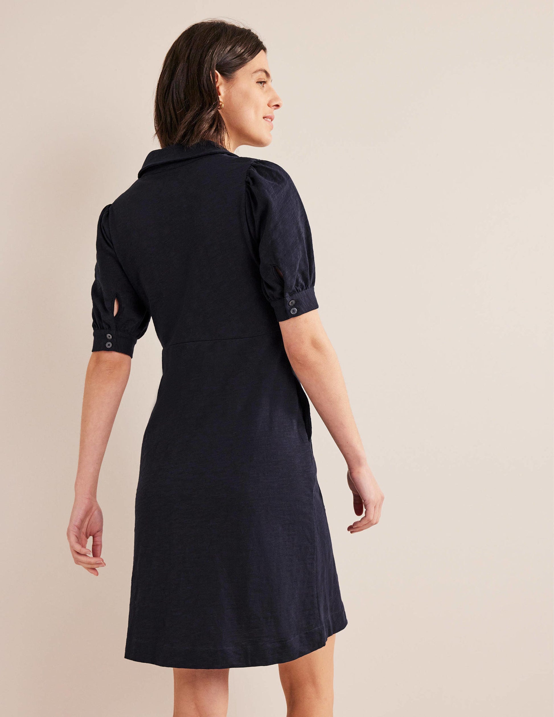 Minikleid mit Knopfleiste-Marineblau-3