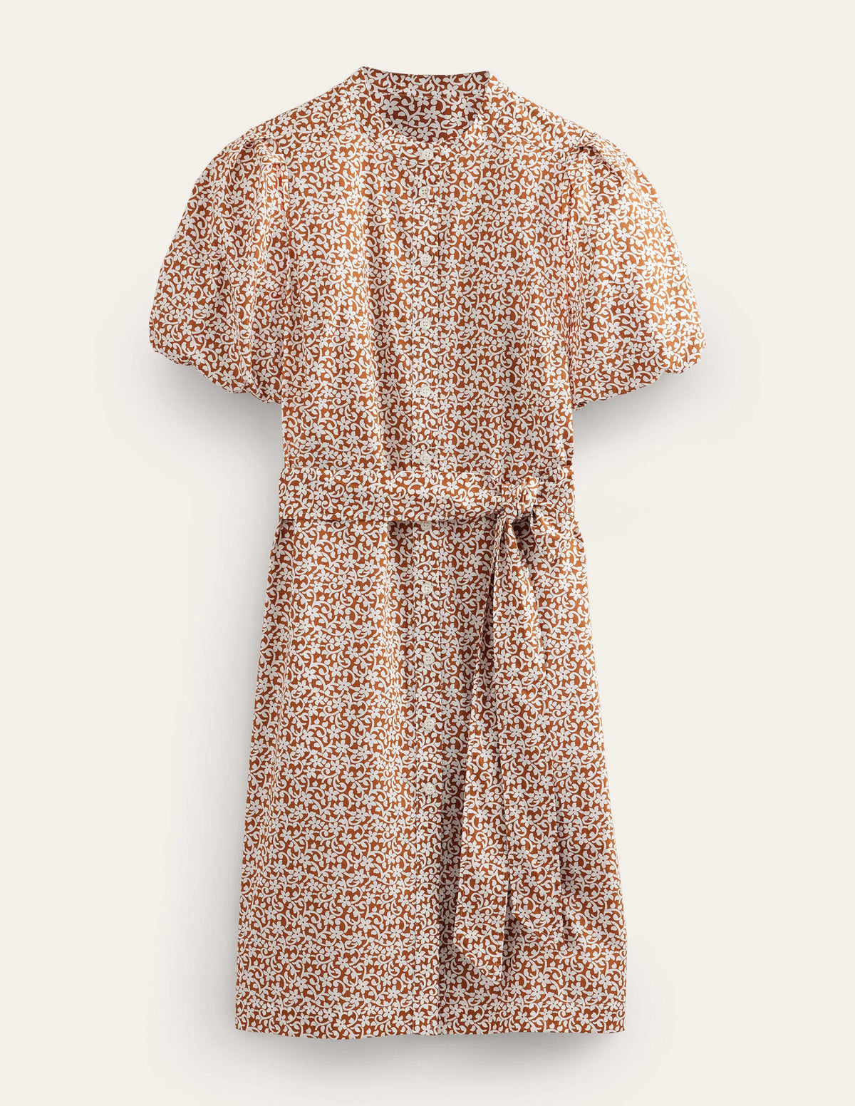 Kurzärmeliges Hemdblusenkleid-Kürbisorange, Blumenstängel-5