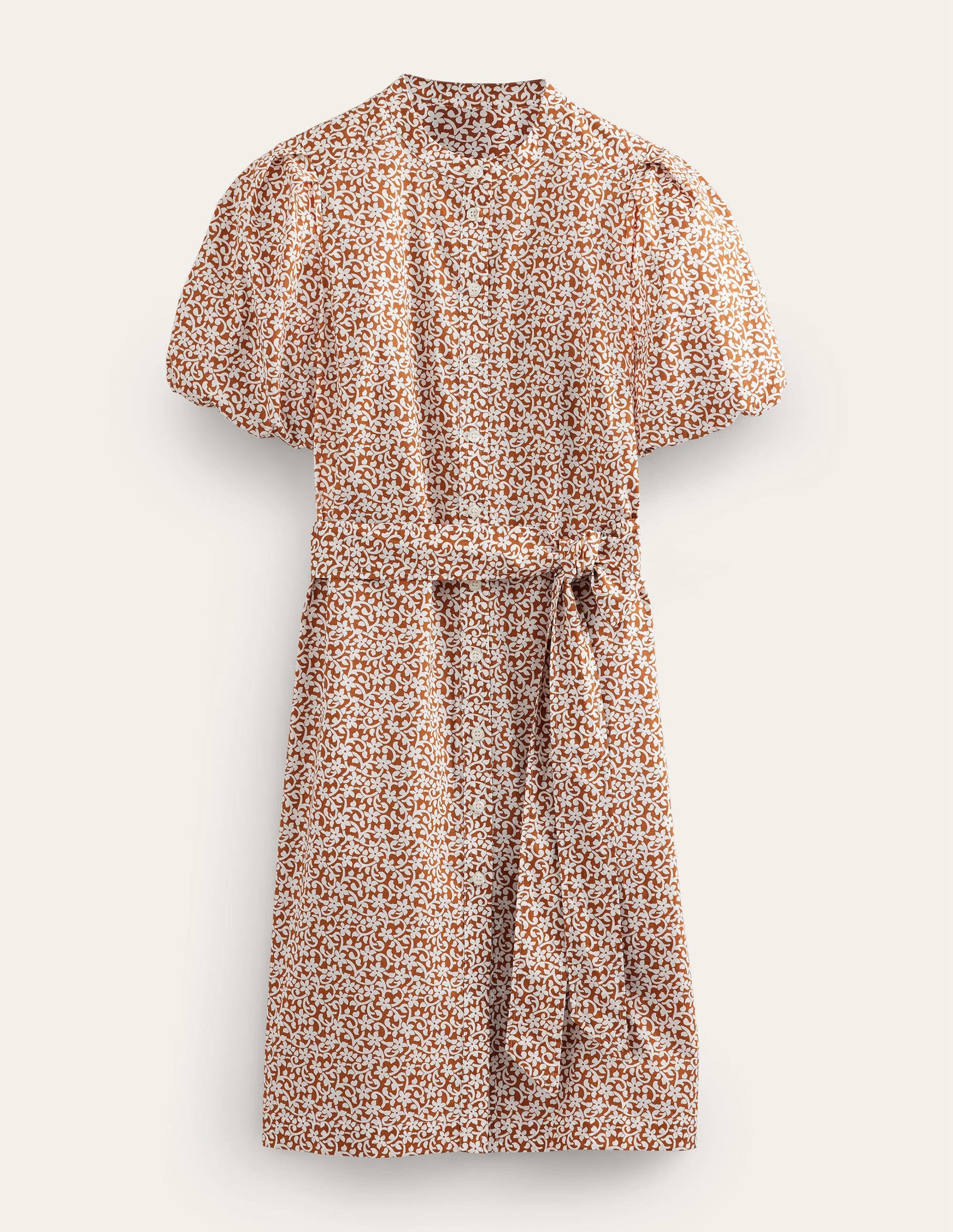 Kurzärmeliges Hemdblusenkleid-Kürbisorange, Blumenstängel - Image 5
