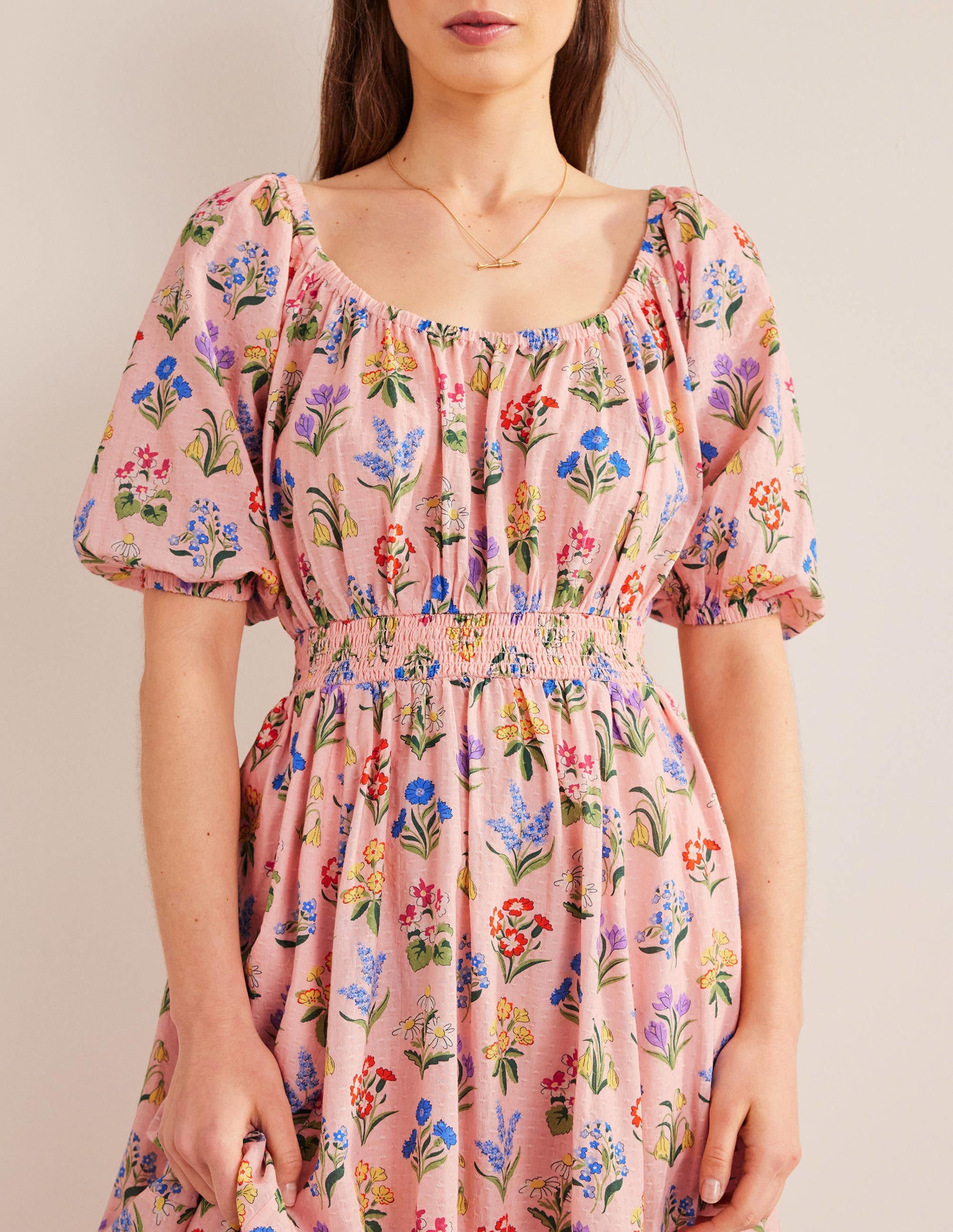 Robe midi à col U-Rose ancien, motif Spring Garden - Image 2