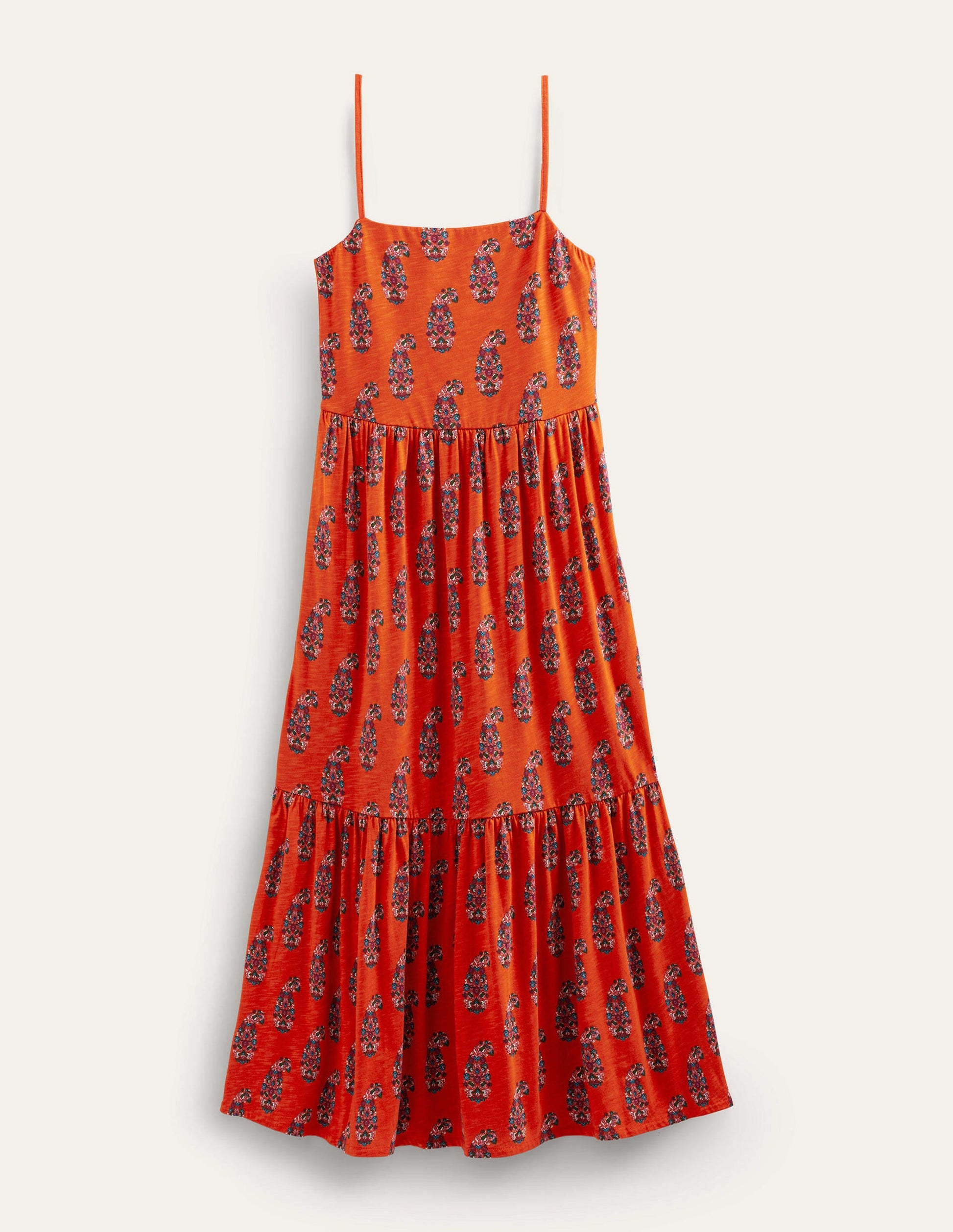 Jersey-Midikleid mit Trägern-Blutorange, Paisleymuster-5