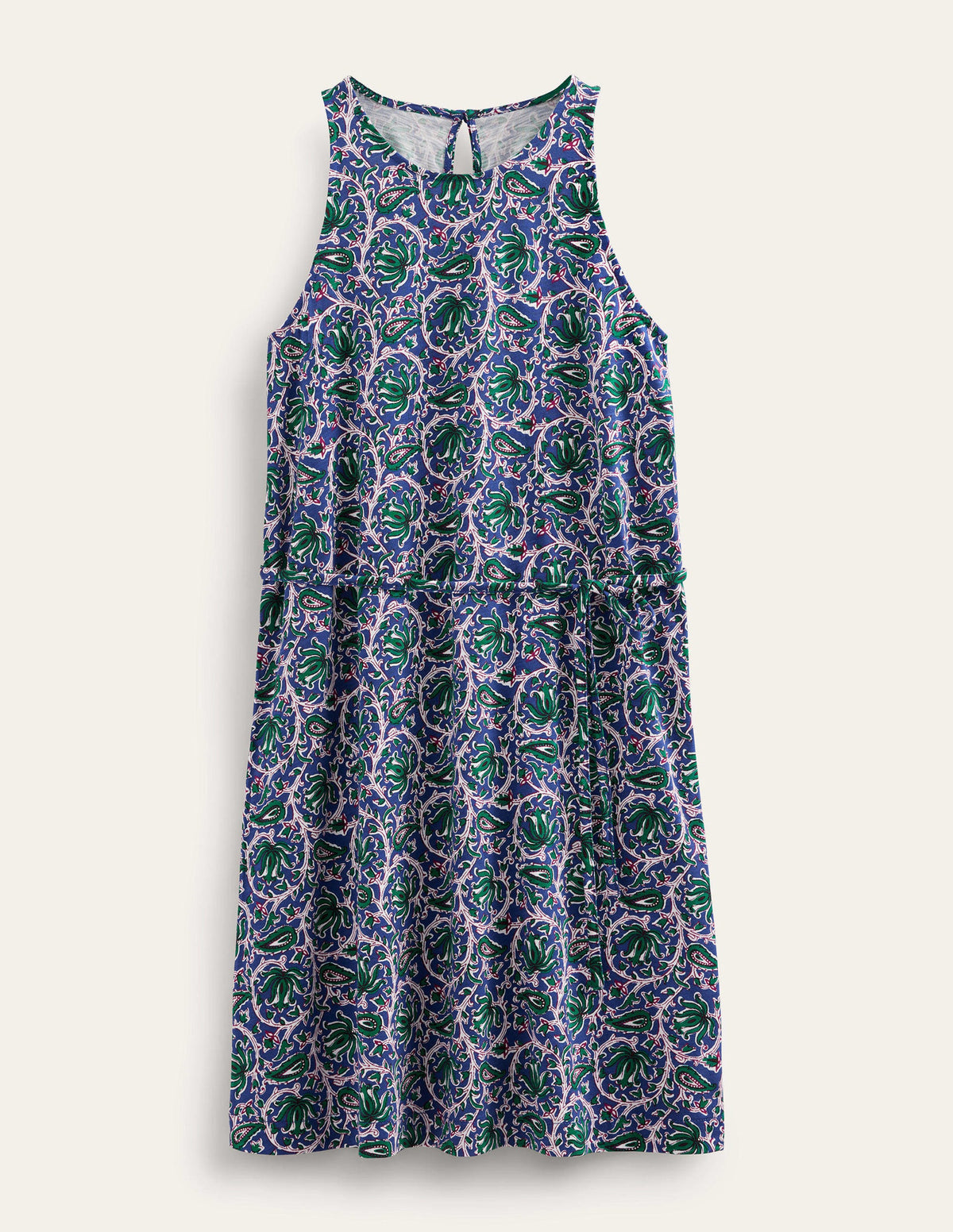 Swingkleid aus Jersey-Wellenblau, Blumenranke-5