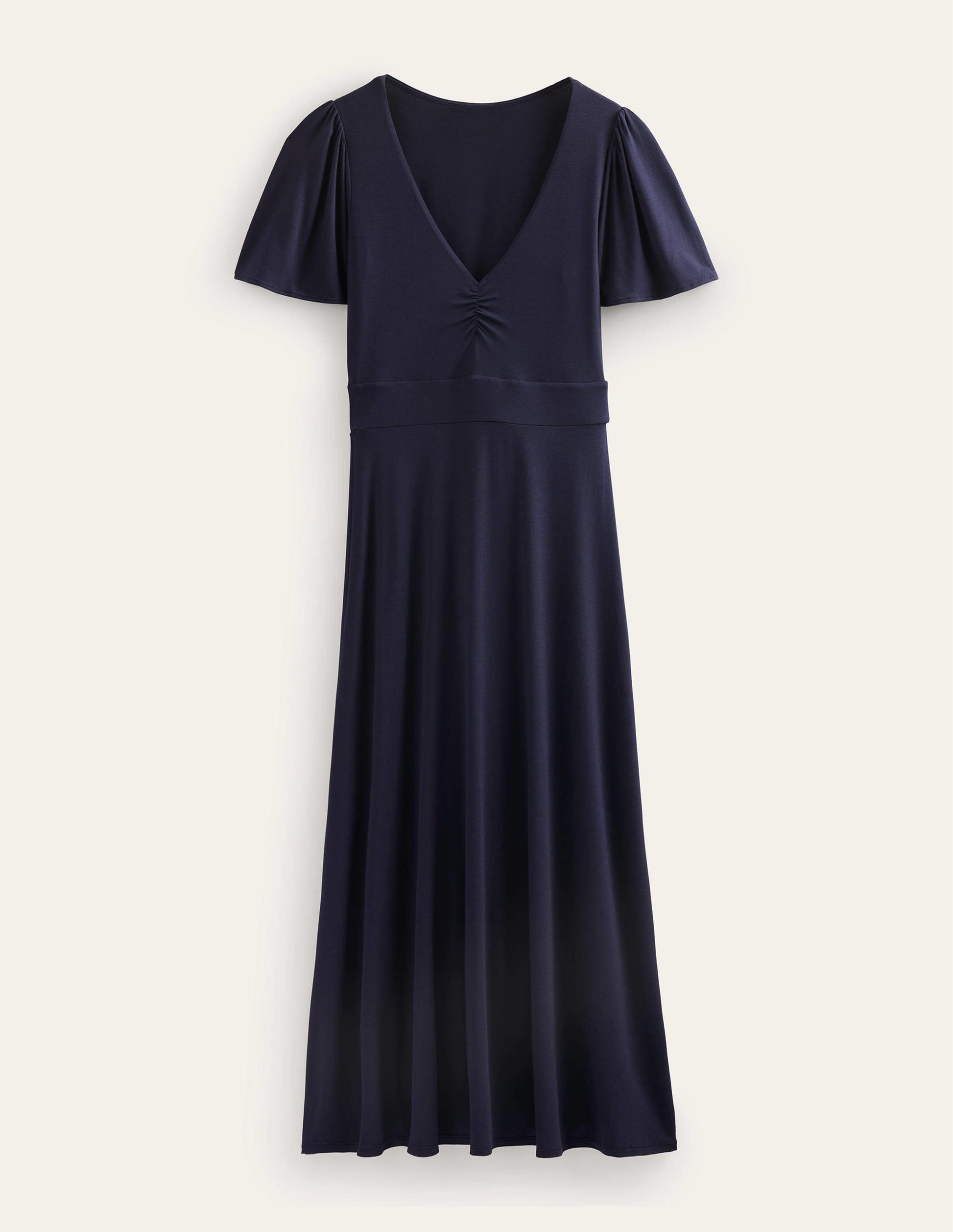 Kleid mit V-Ausschnitt-Marineblau-6