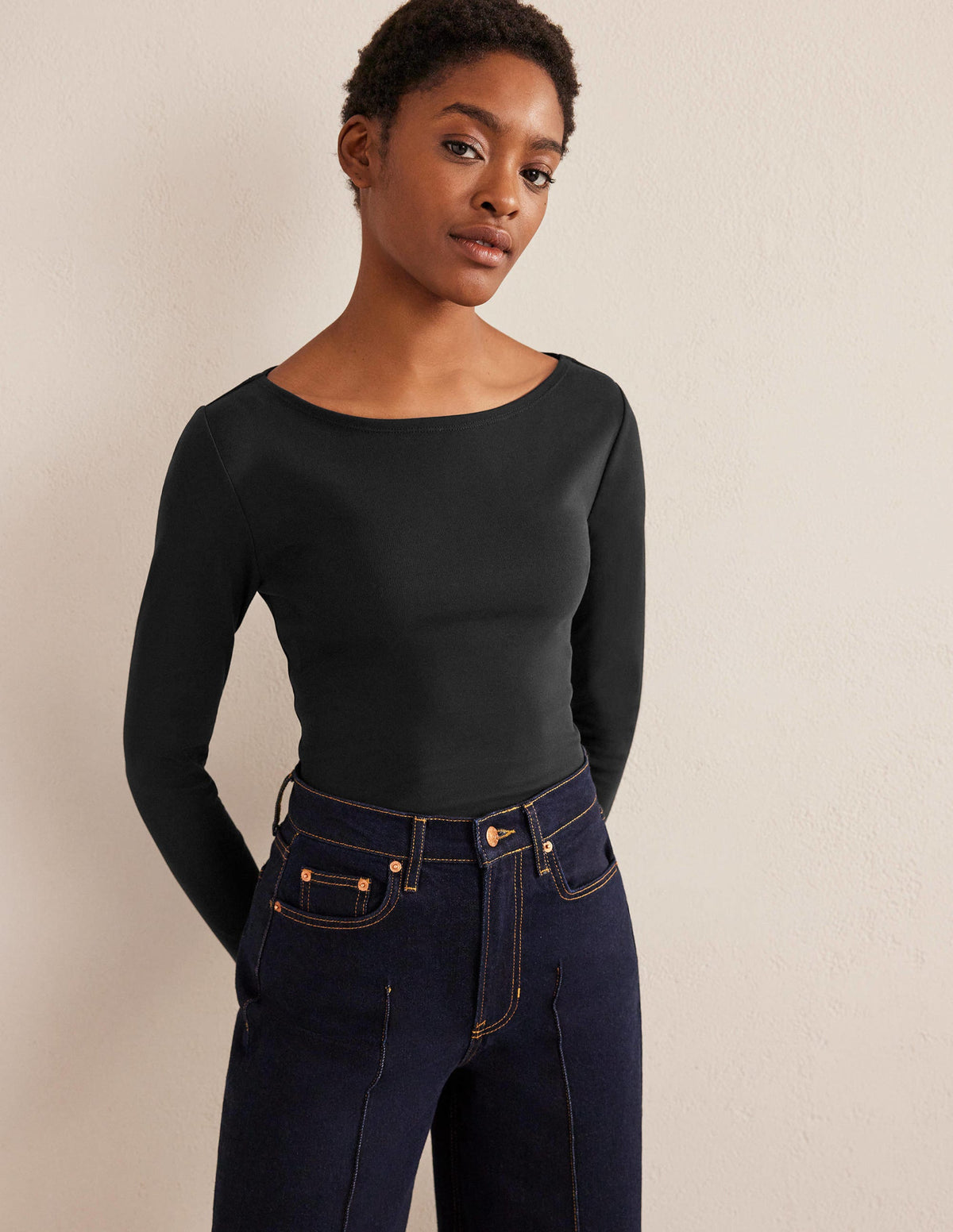 Essential Boatneck Top-Black - Image 1