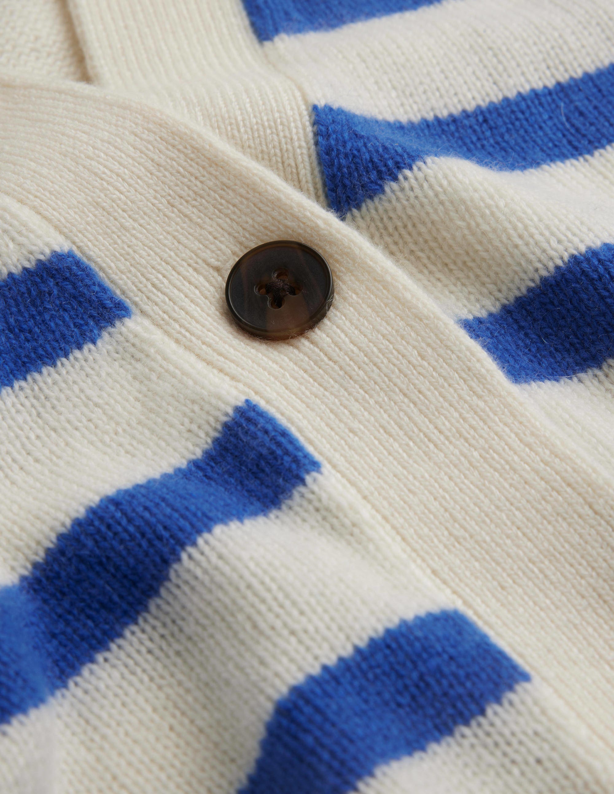 Langer Kaschmircardigan-Ivory, Bright Blue Stripe - Image 6