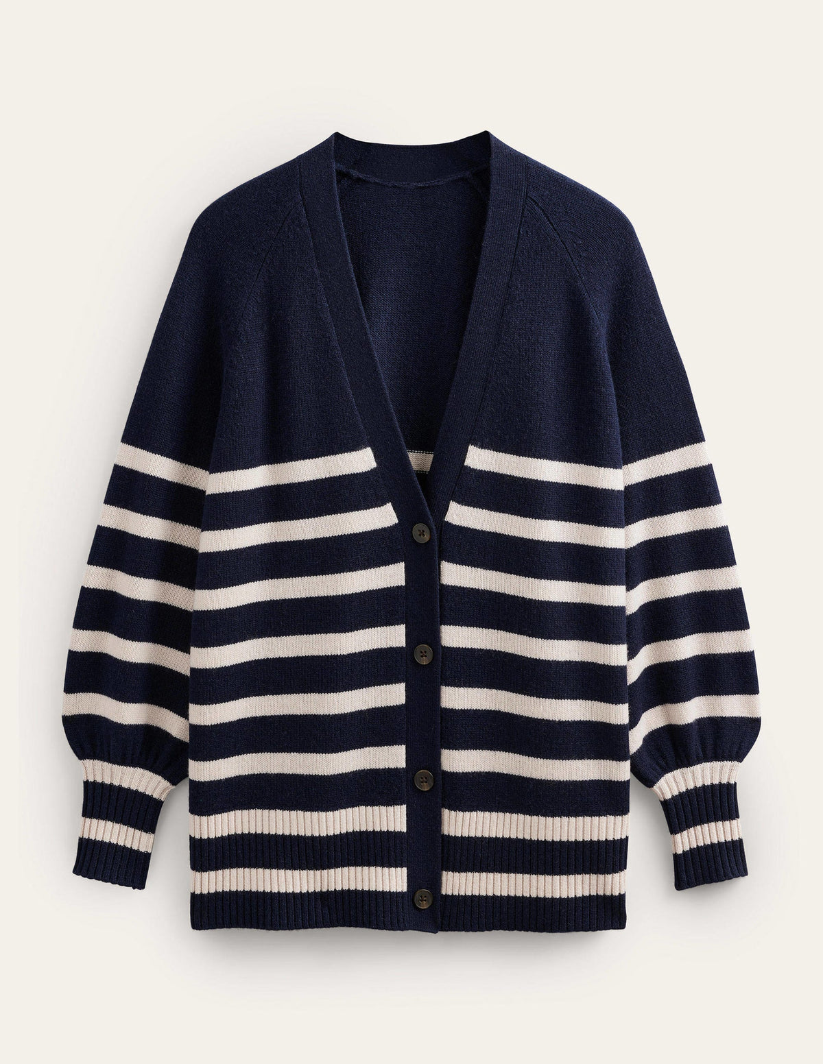 Langer Kaschmircardigan-Navy/Mausgrau, Gestreift - Image 5