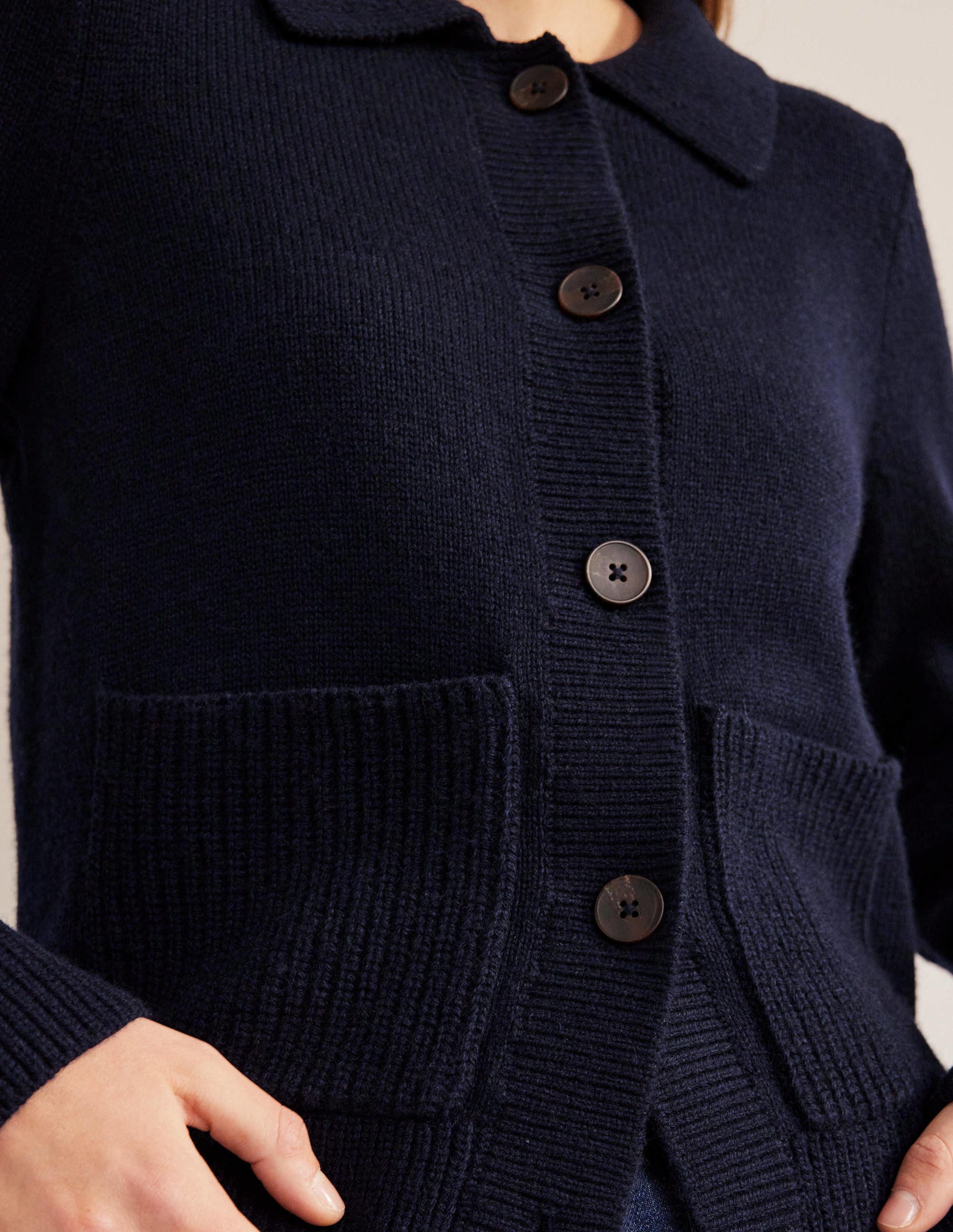 Cardigan mit Kragen-Marineblau - Image 2
