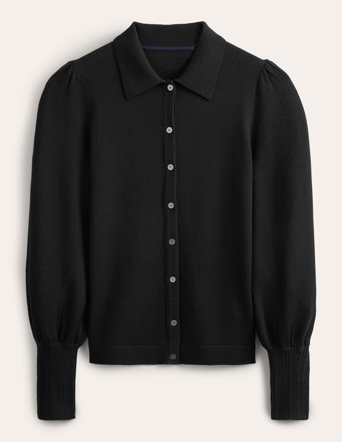 Chemise en mérinos avec détail au poignet-Noir - Image 5