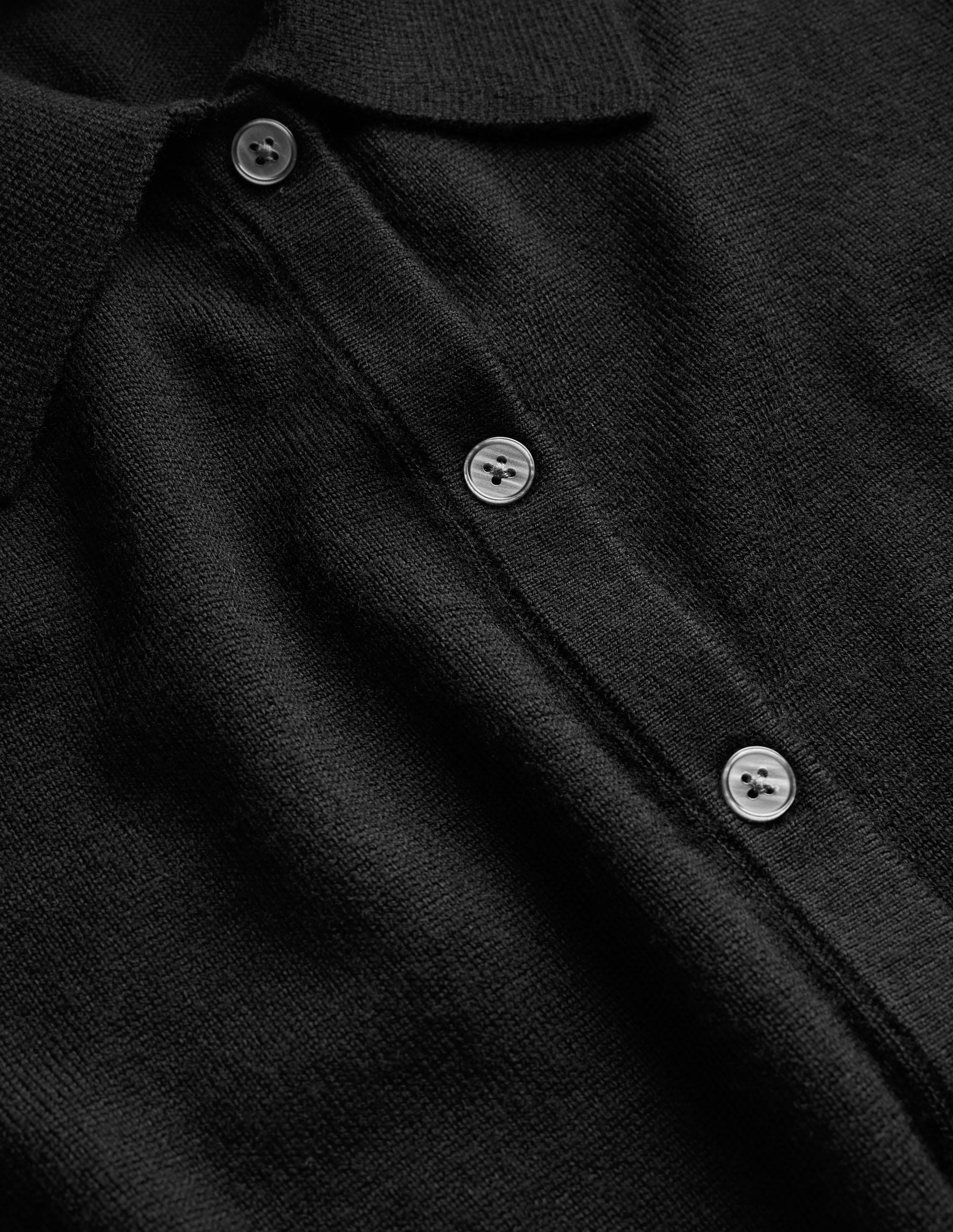 Chemise en mérinos avec détail au poignet-Noir-6