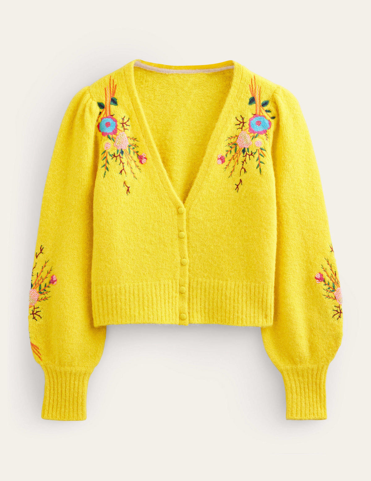 Gilet floral brodé-Motif floral jaune filigrane-6