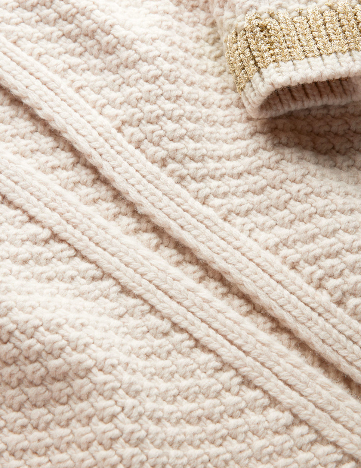 Strukturierter Grobstrick-Cardigan-Lammfell, Gold-8