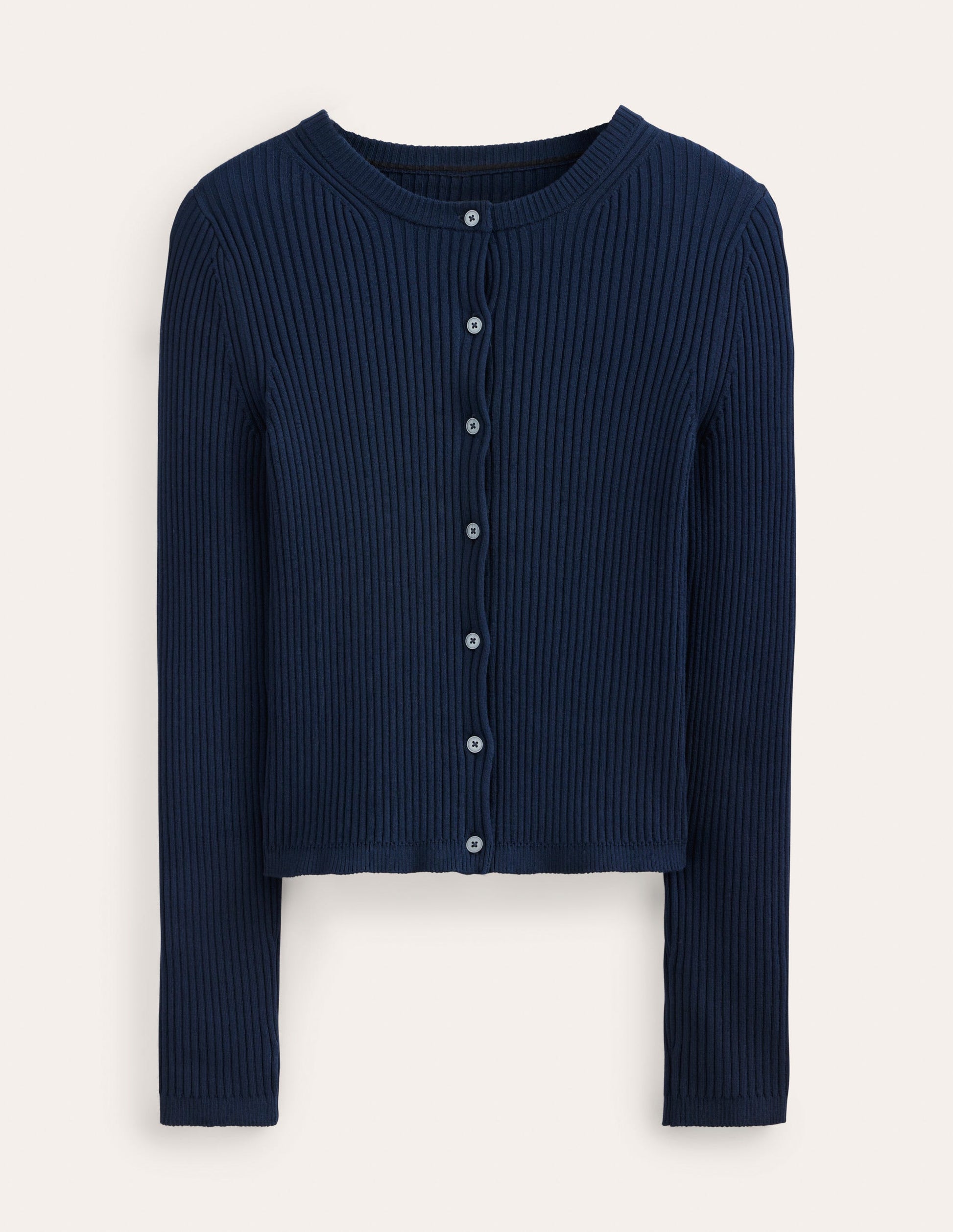 Cardigan mit Rippstrickdetail-Marineblau-5