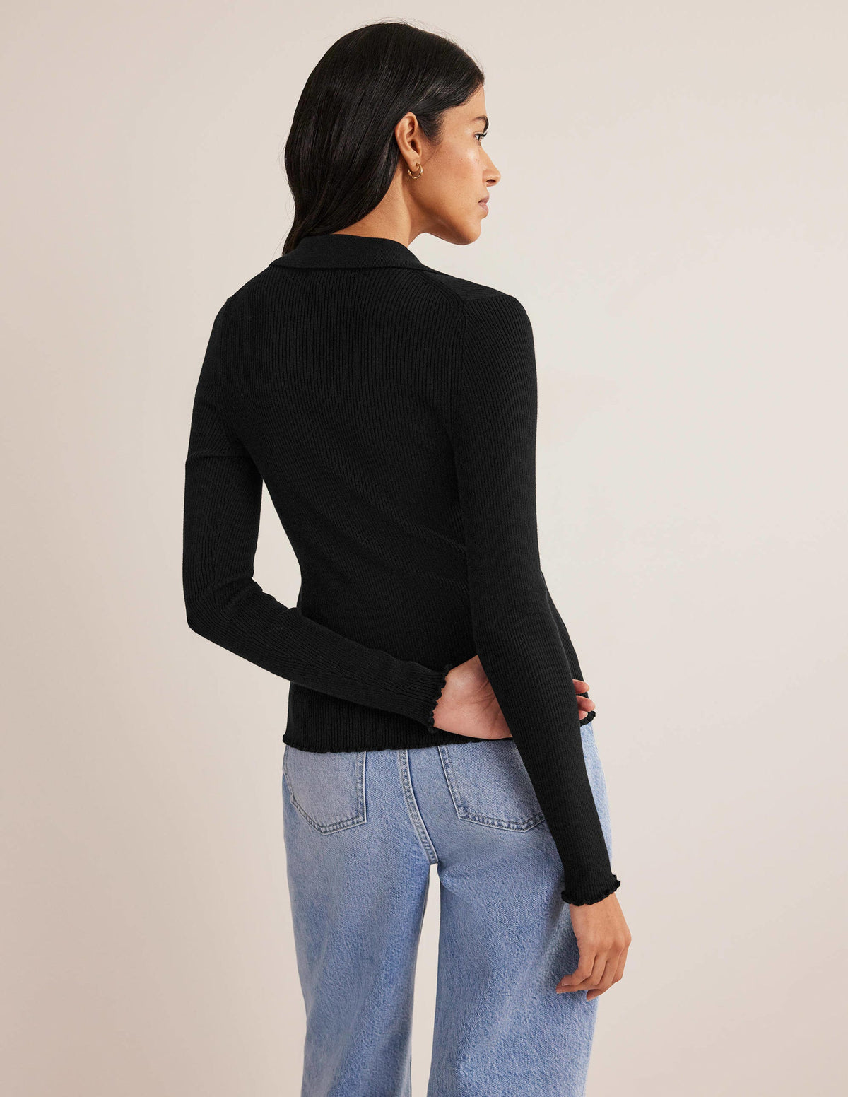 Tailliertes Rippstrickhemd-Schwarz - Image 3