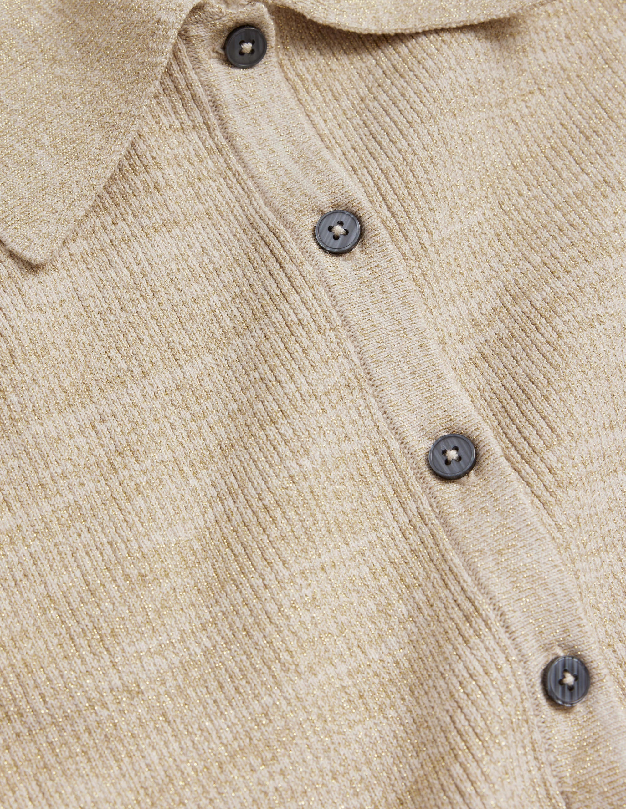 Tailliertes Rippstrickhemd-Hellbeige, Goldglitzer - Image 6