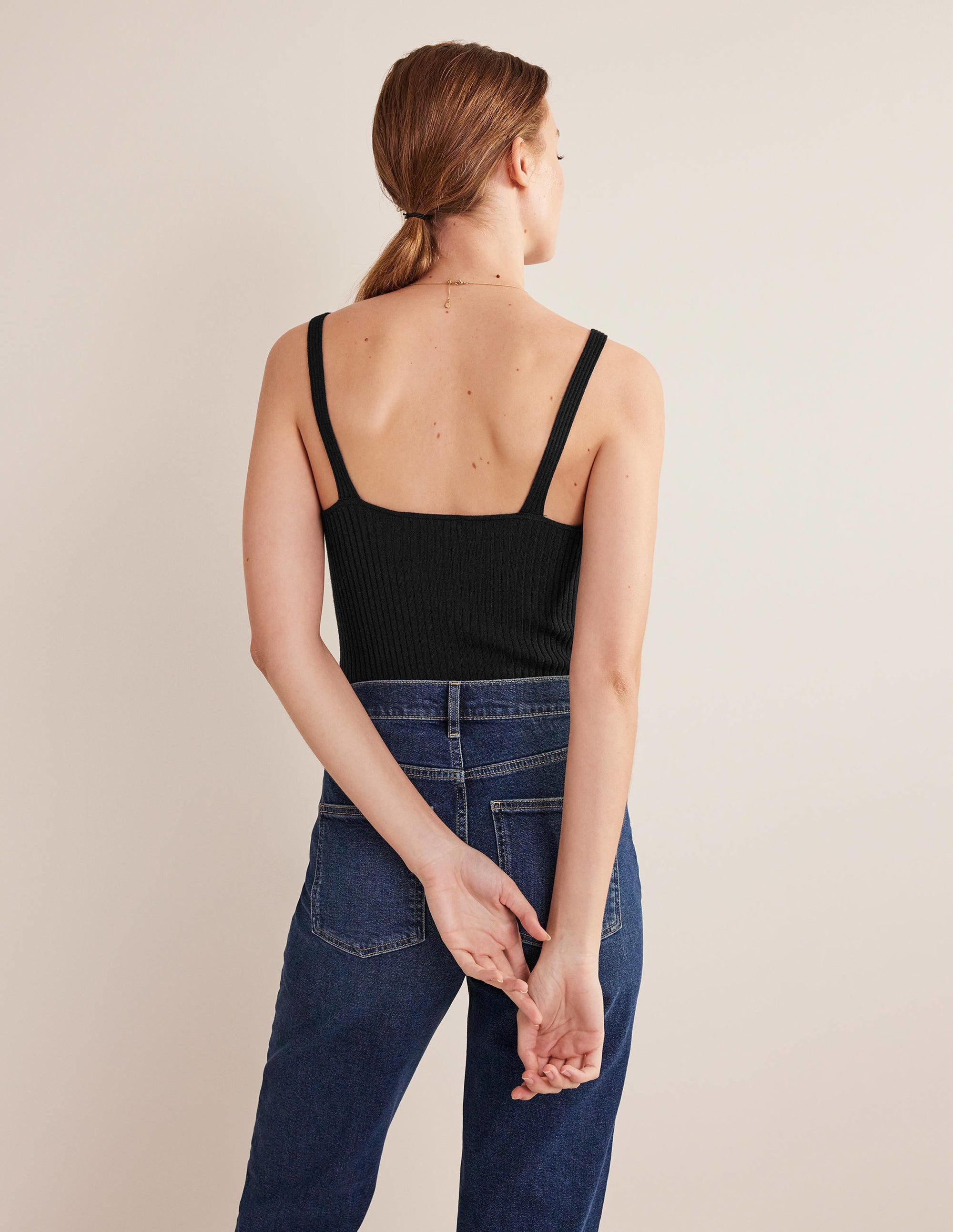 Ribbed Vest Top-Black - Image 3