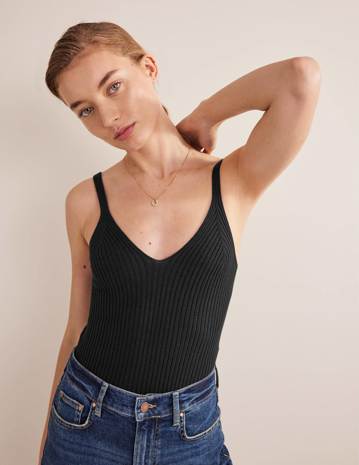Ribbed Vest Top-Black-4