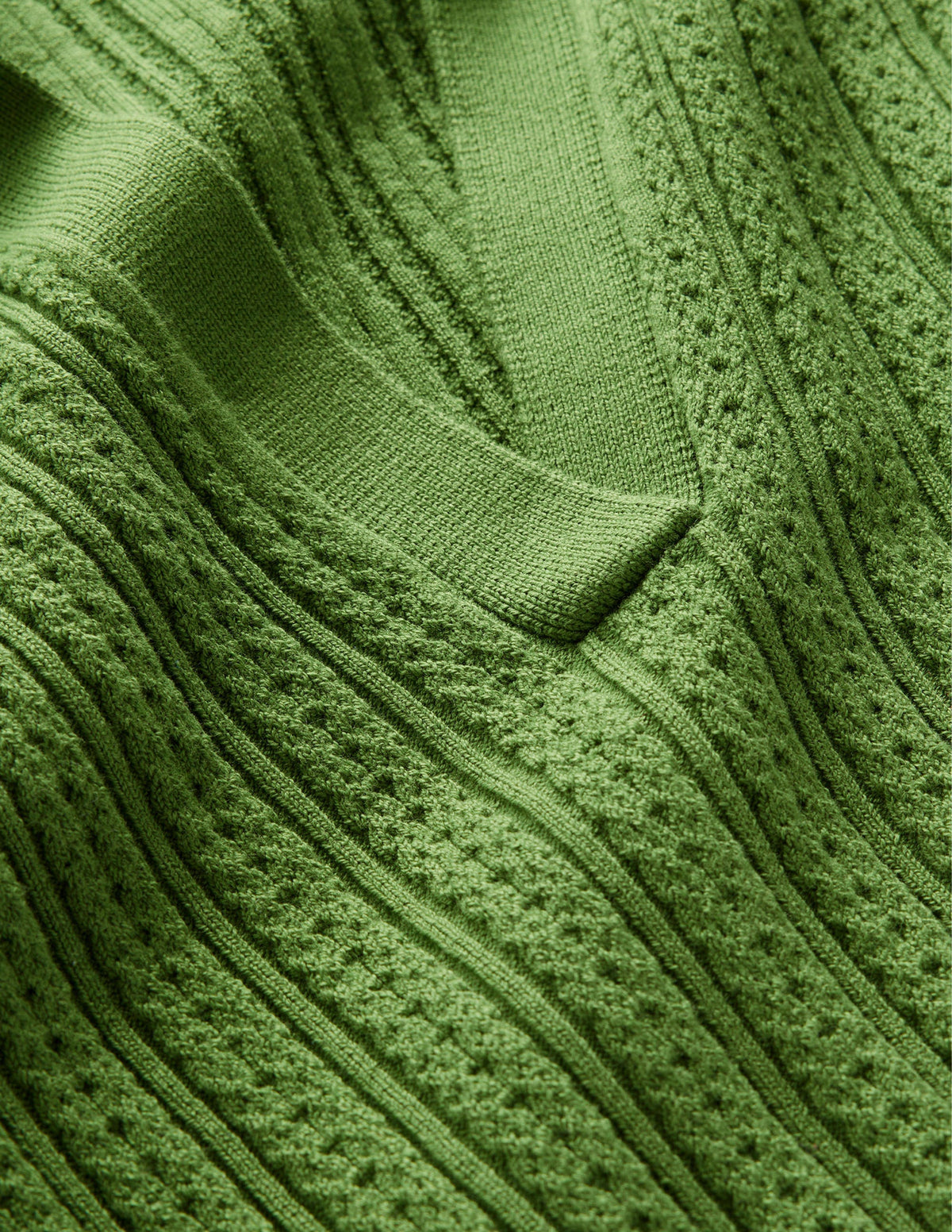 Rippstrick-T-Shirt mit Kragen-Parkgrün-6