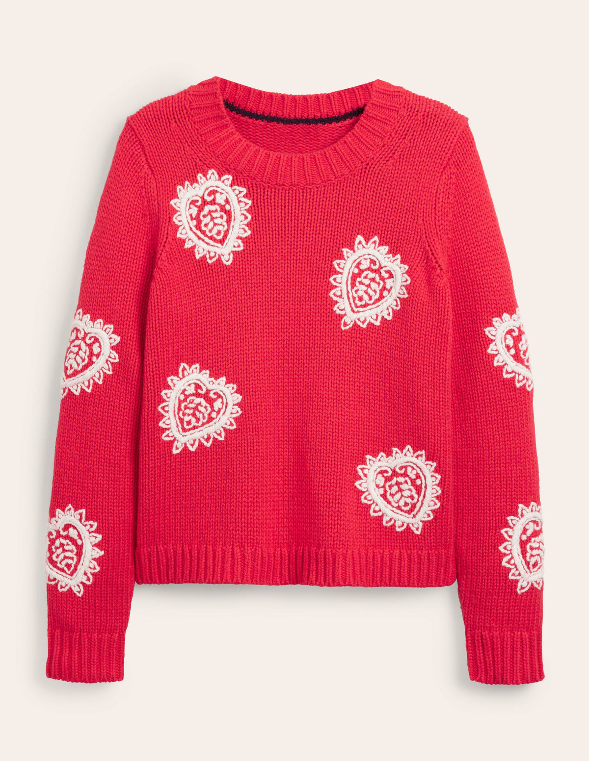 Grobstrick-Pullover mit Stickerei-Erdbeerkuchenrot - Image 6