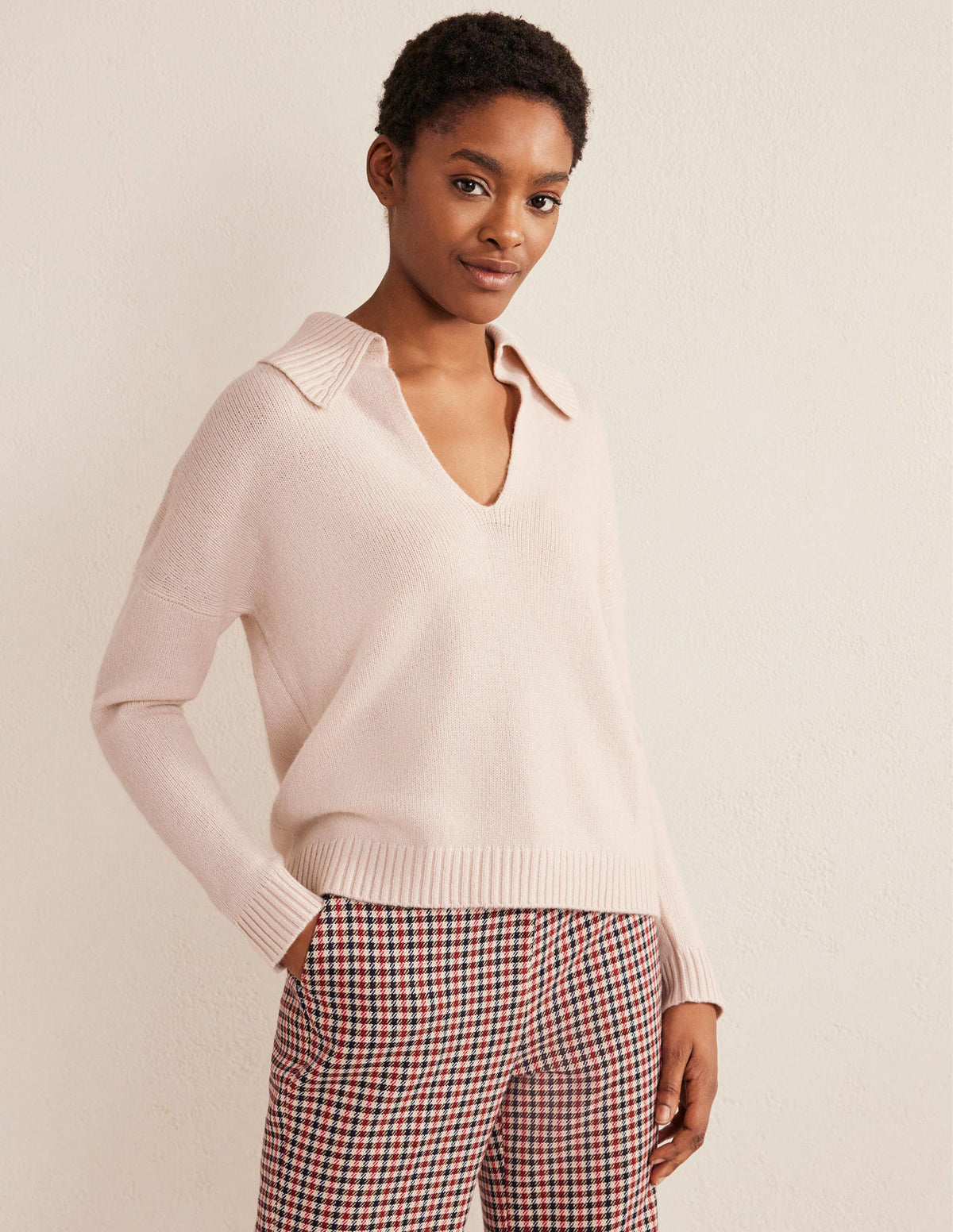 Kaschmirpullover mit Kragen-Seilbraun-1