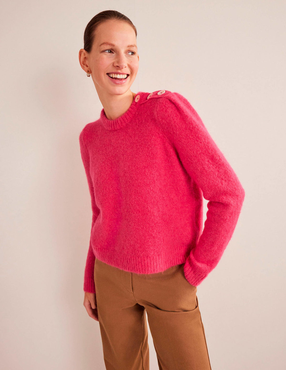 Pull avec boutons aux épaules-Rose virtuel - Image 1