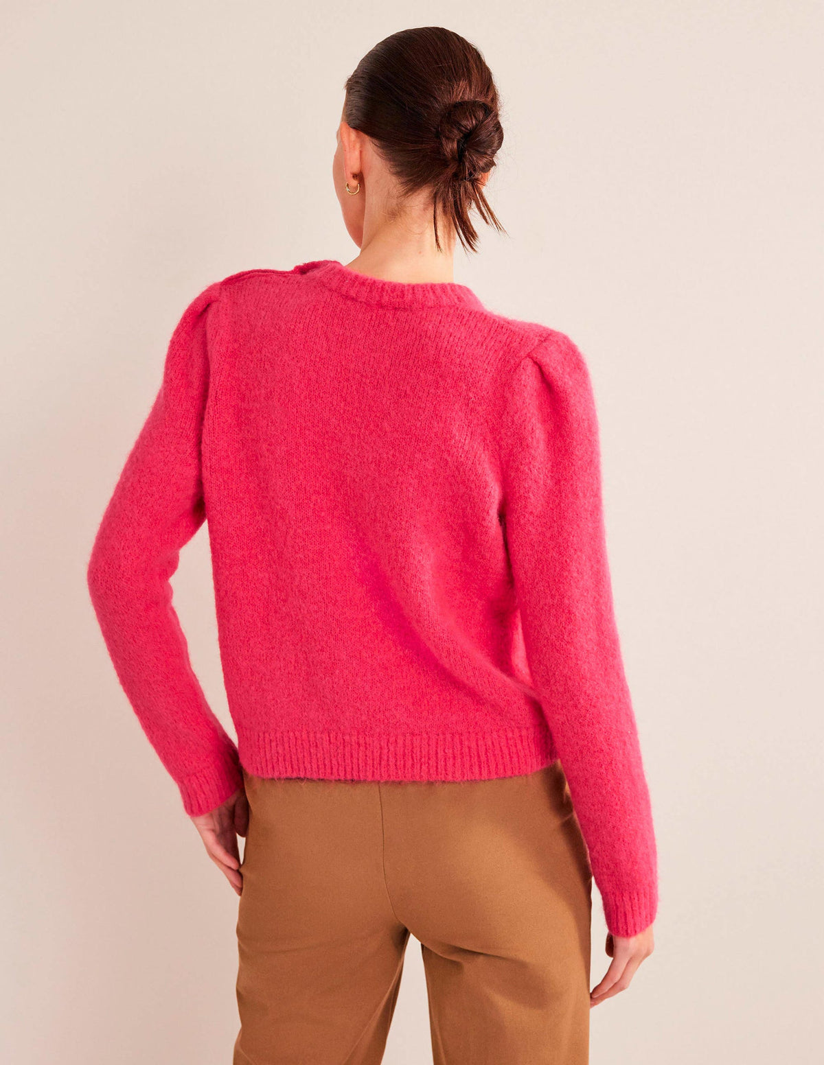 Pull avec boutons aux épaules-Rose virtuel-3