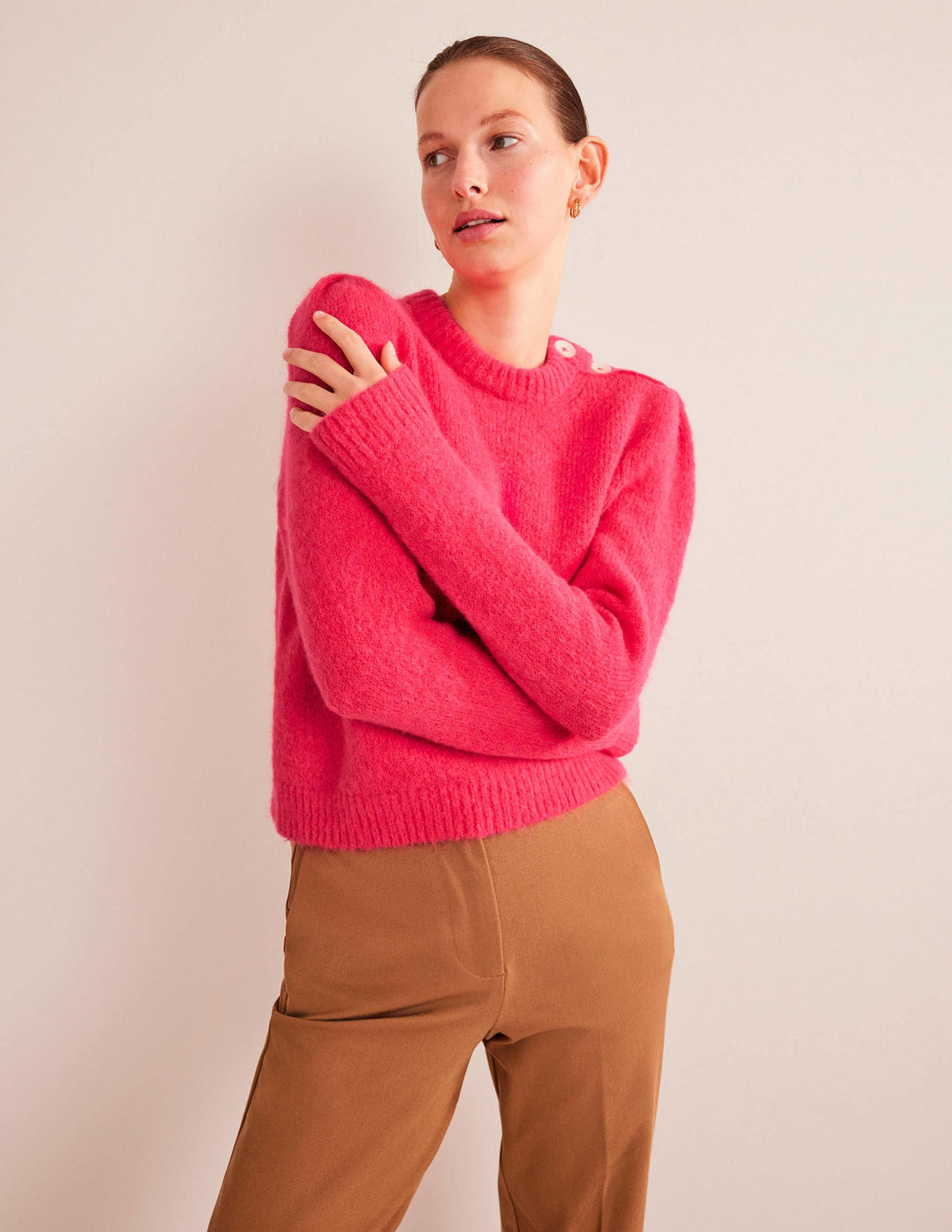 Pull avec boutons aux épaules-Rose virtuel - Image 4