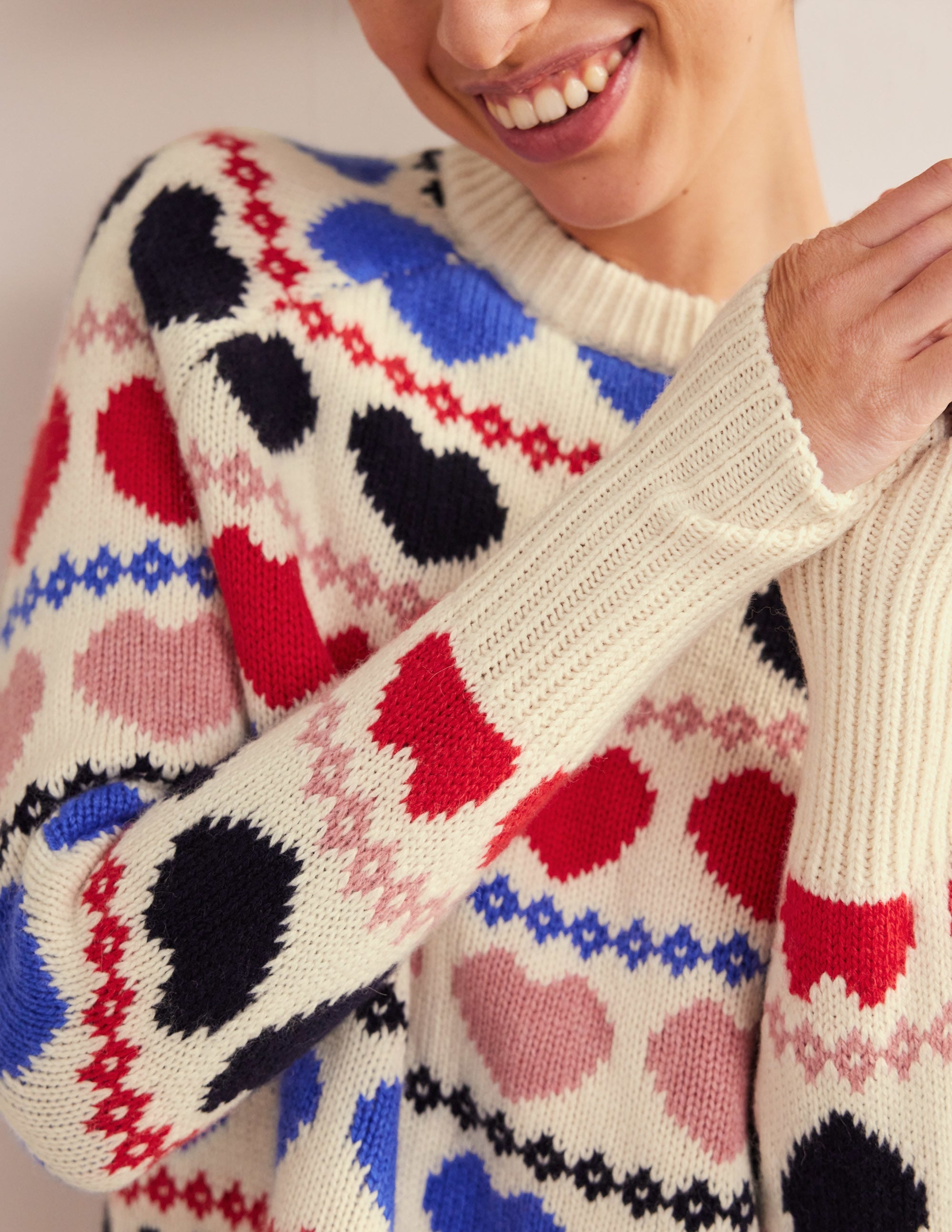Fair-Isle-Grobstrickpullover-Naturweiß, Herz/Fair-Isle-Muster - Image 2