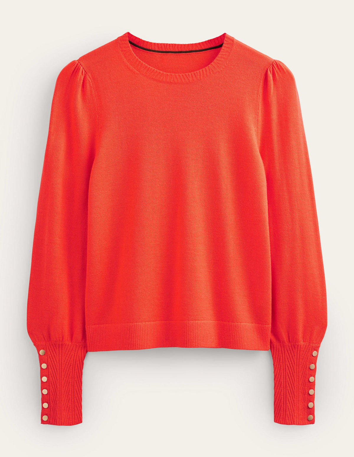 Button Cuff Merino Jumper-Melon Crush-6