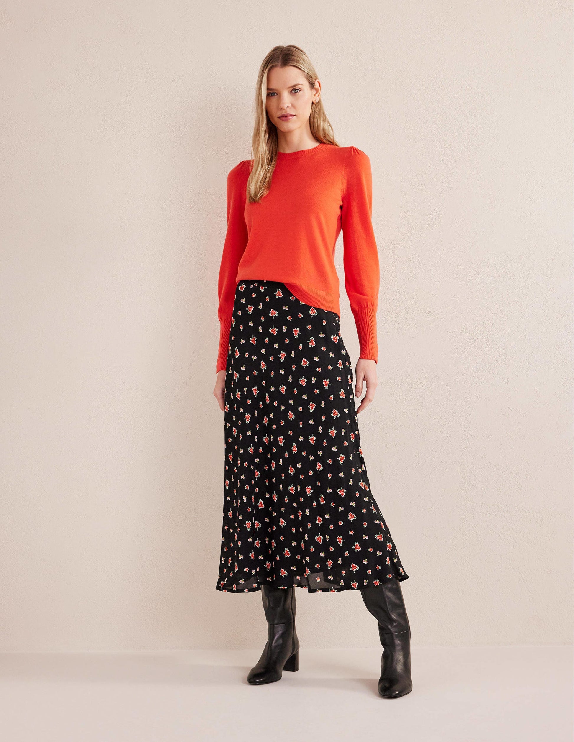 Button Cuff Merino Jumper-Melon Crush-4