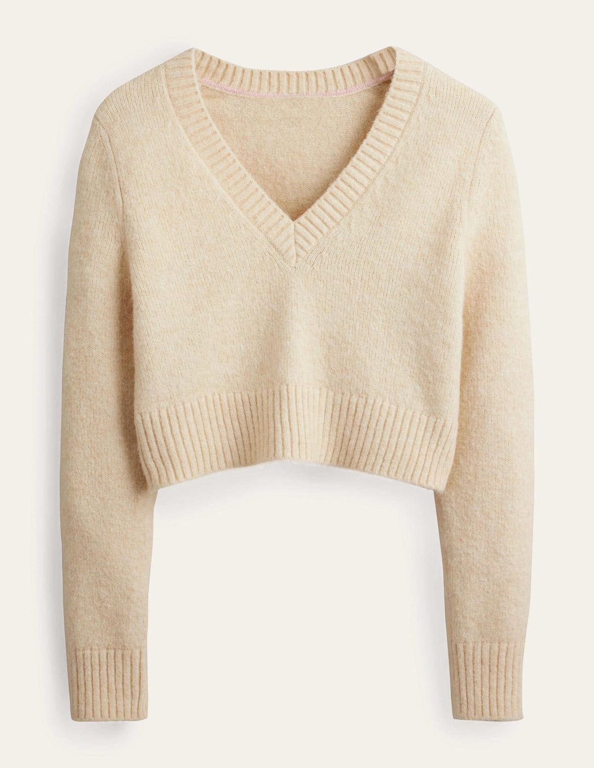 Kurz geschnittener Pullover mit V-Ausschnitt-Seilbraun - Image 6