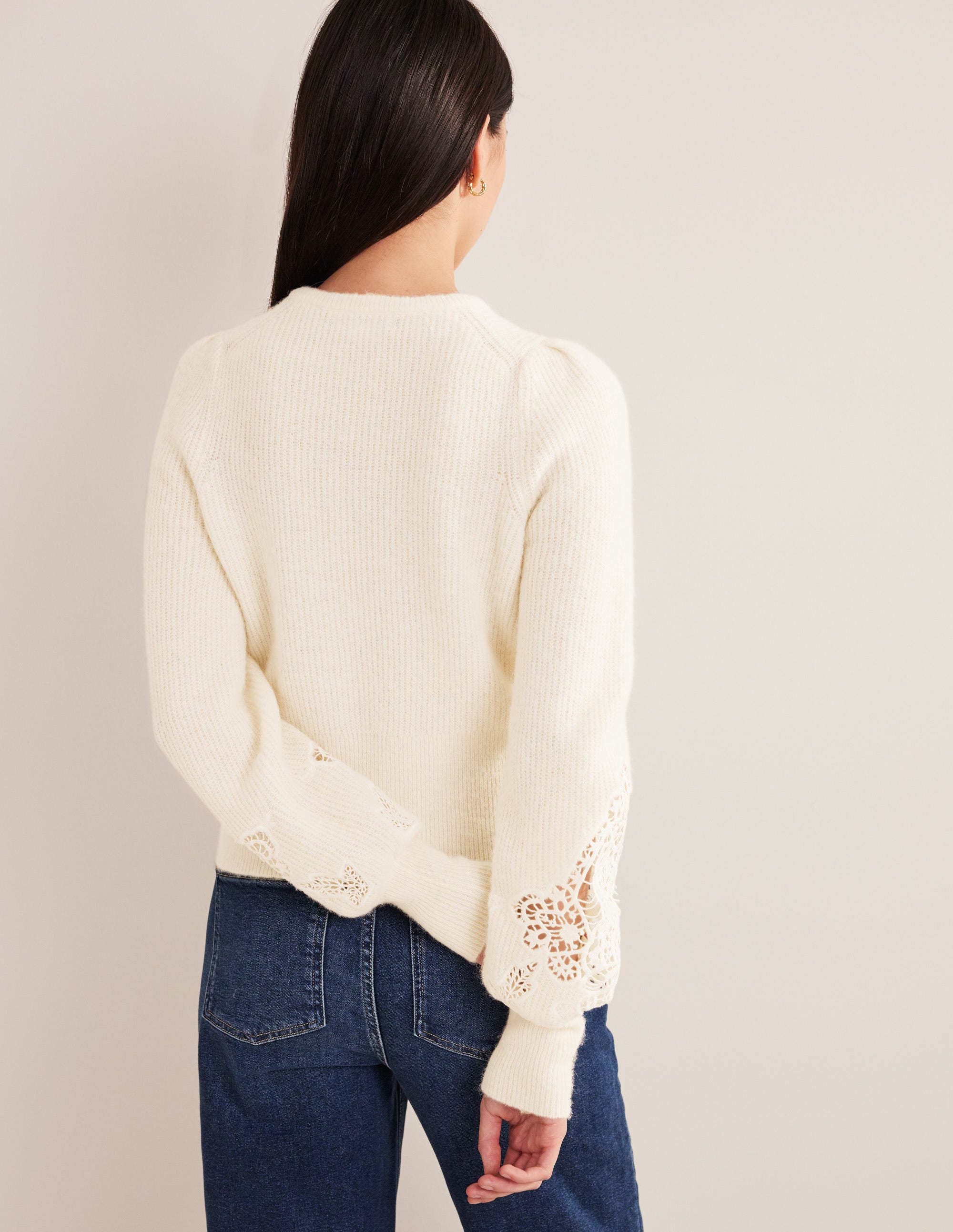 Bestickter Pullover-Naturweiß - Image 3