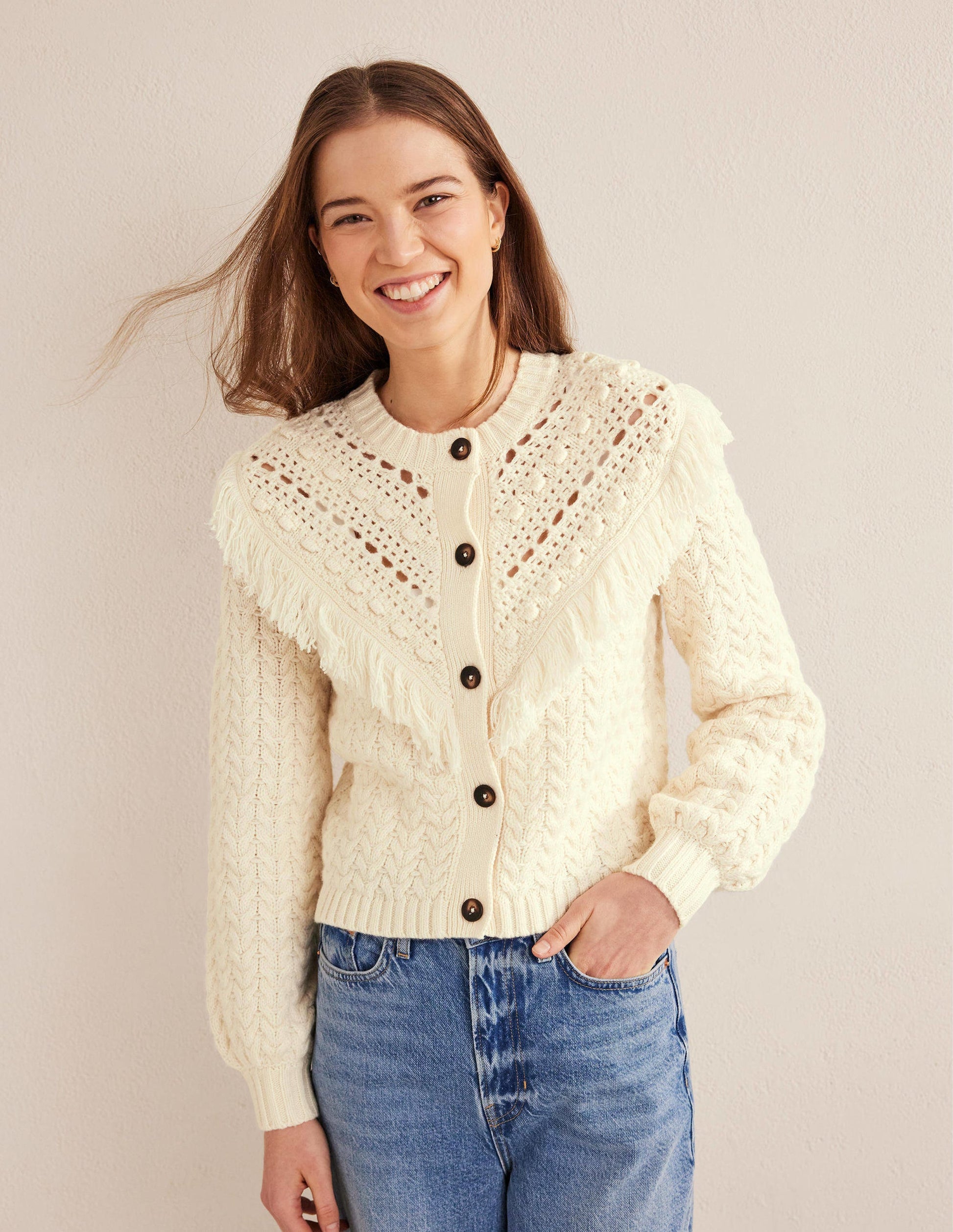 Oversize-Cardigan mit Fransen-Naturweiß-1