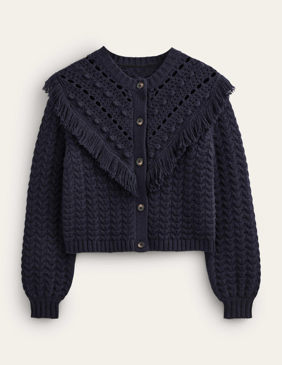 Oversize-Cardigan mit Fransen-Marineblau - Image 6
