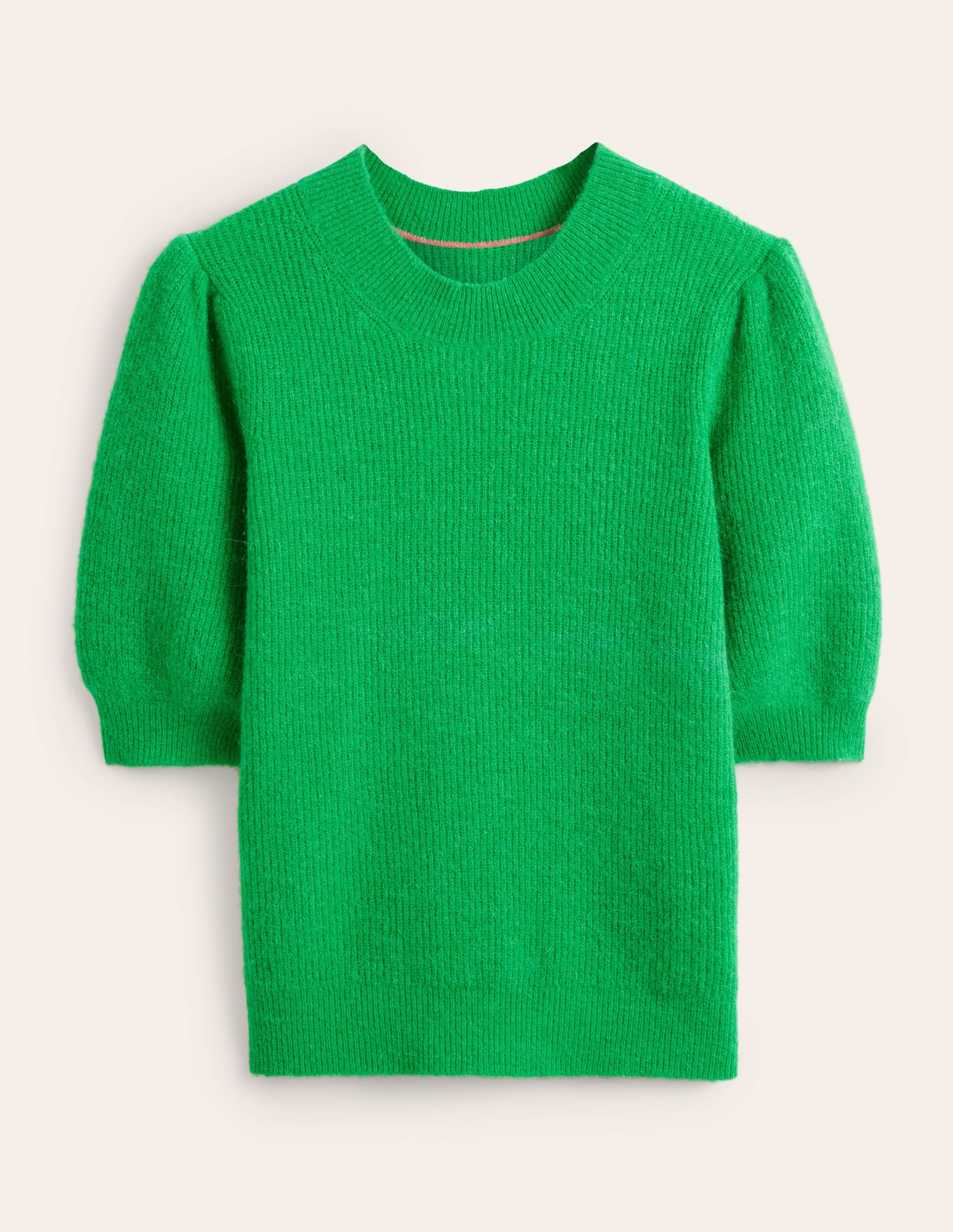 Flauschiges Rippstrick-T-Shirt-Grün - Image 3