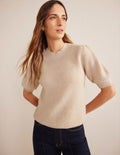 Flauschiges Rippstrick-T-Shirt-Seilbraun