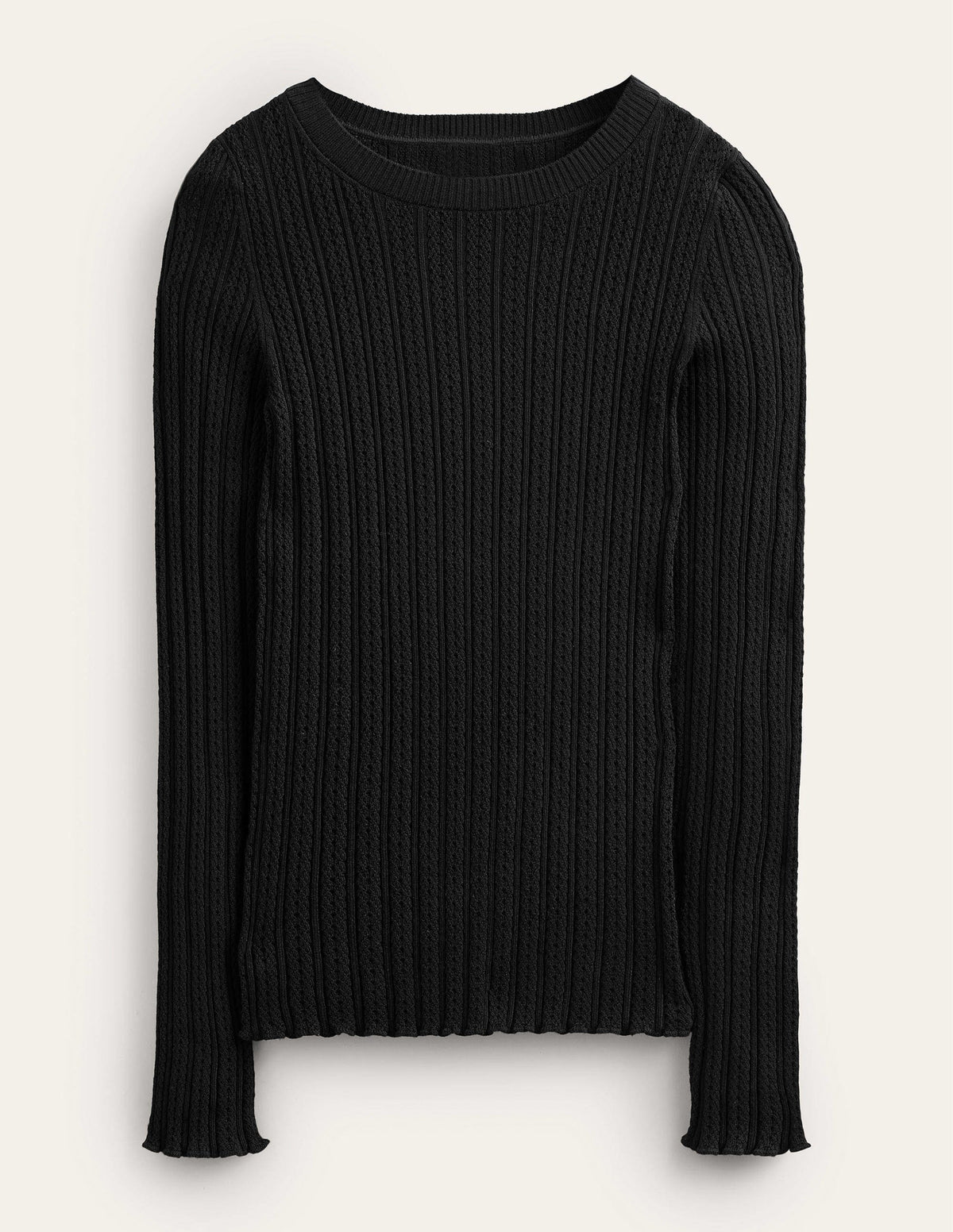 Langärmliges Rippstrickoberteil-Schwarz - Image 6