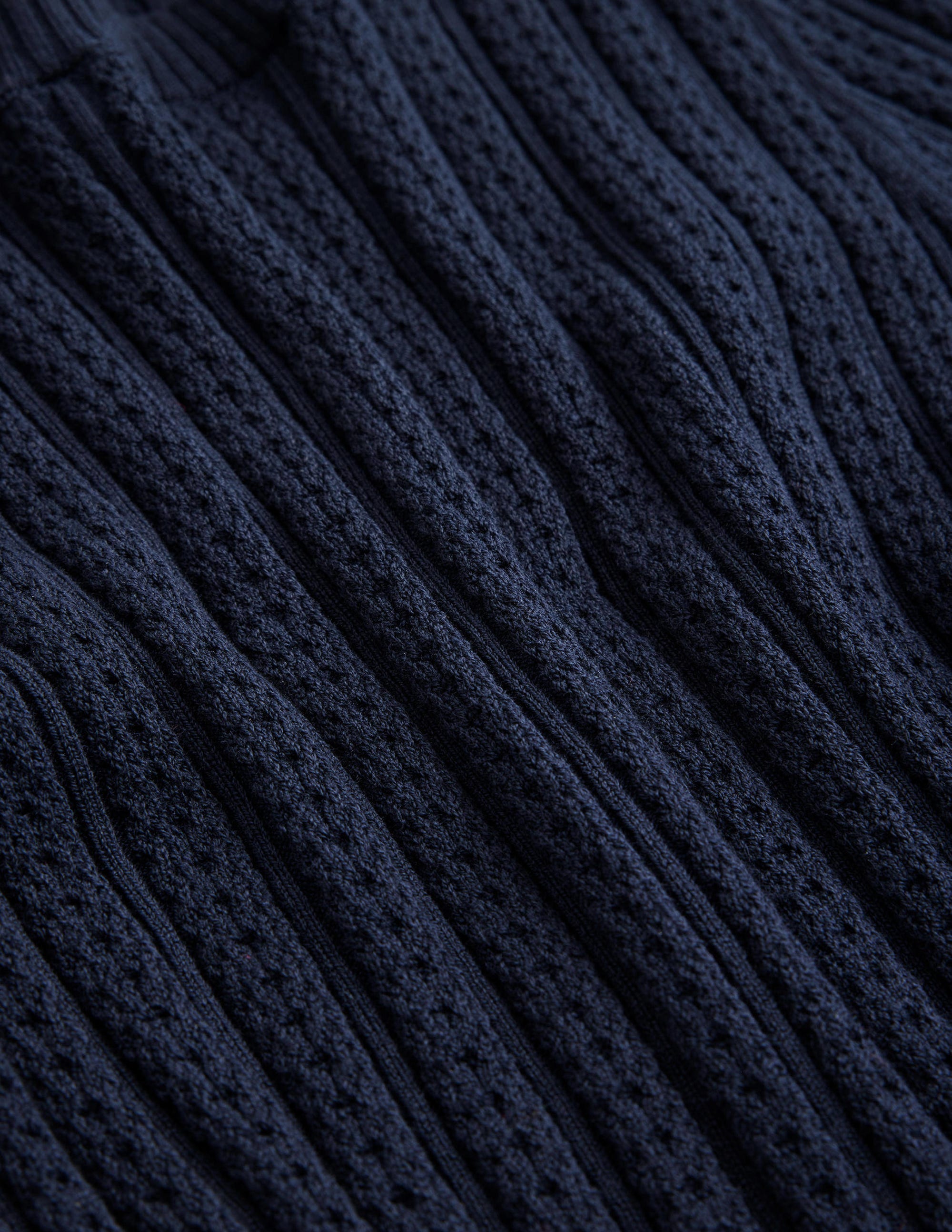 Langärmliges Rippstrickoberteil-Marineblau - Image 6